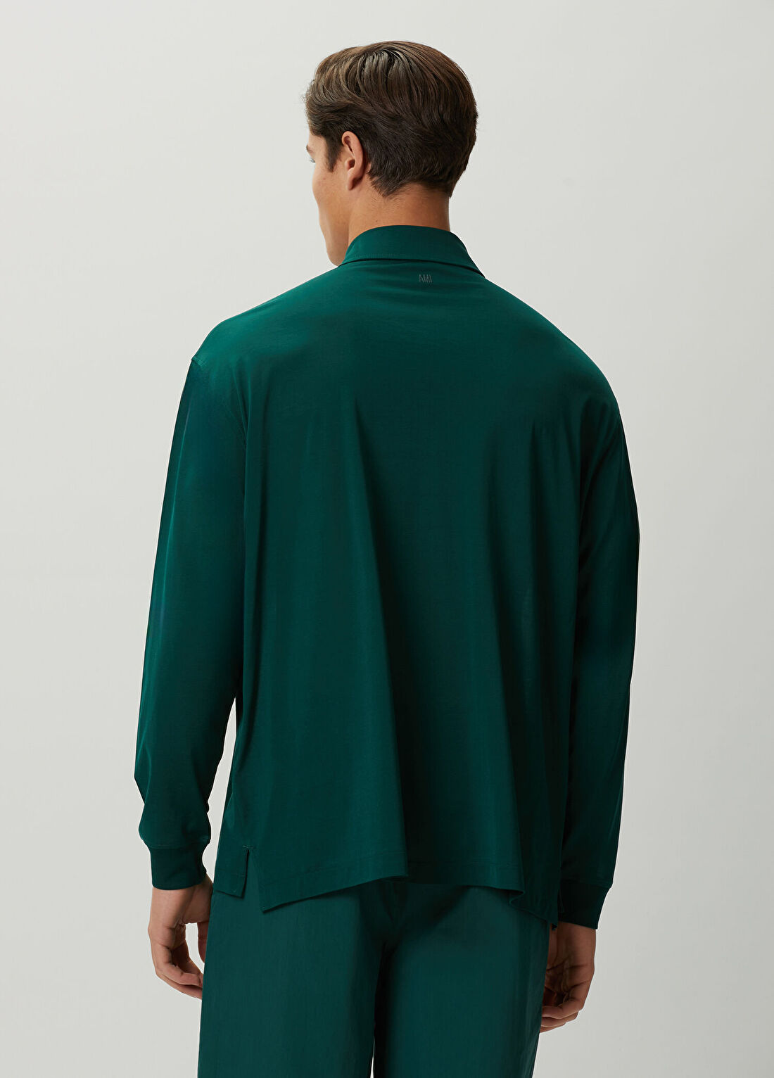 Ami Paris Oversized Yeşil Uzun Kol Polo T-shirt görsel 4
