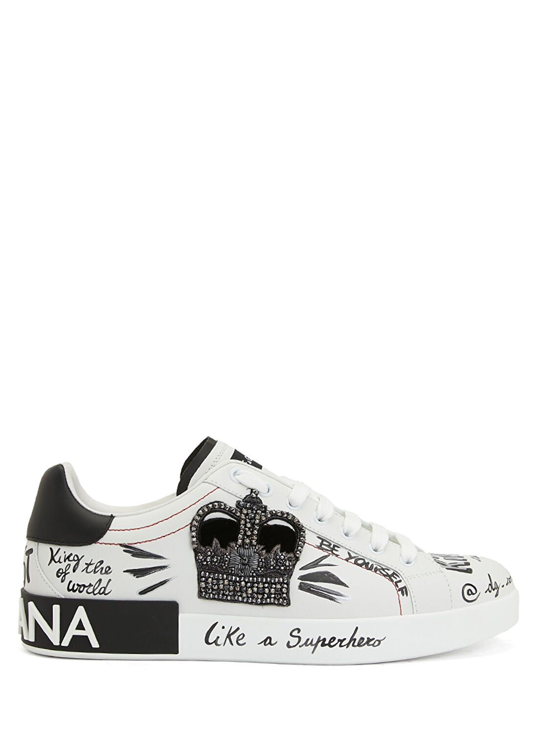 Dolce&Gabbana Portofino Siyah Beyaz Erkek Deri Sneaker
