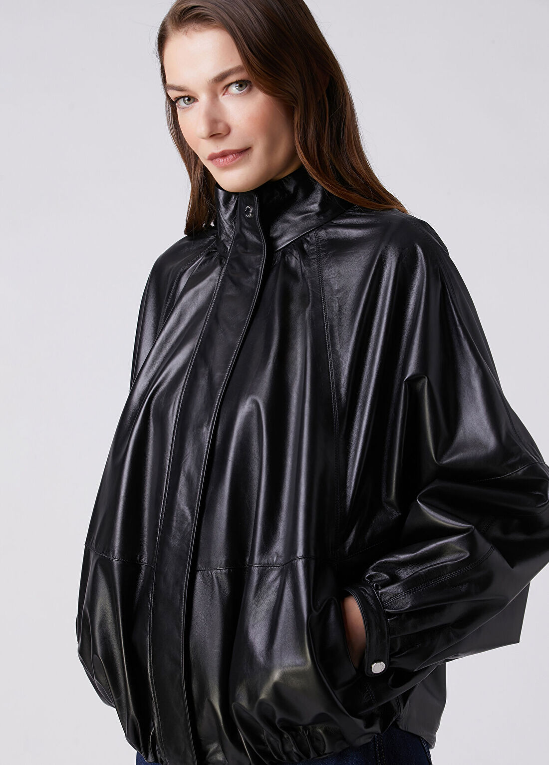 Beymen Collection Siyah Balon Formlu Deri Ceket görsel 2