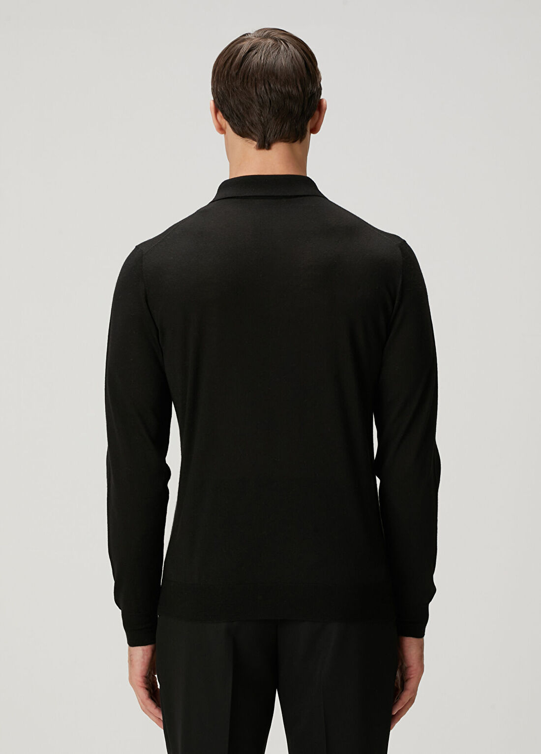 Lardini Siyah Polo Yaka Yün Triko görsel 4