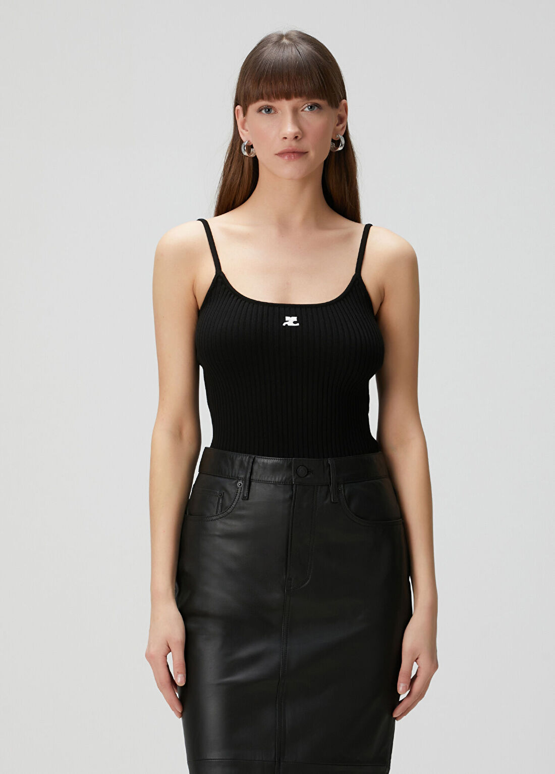 Courreges Siyah Ribli Triko Atlet görsel 3