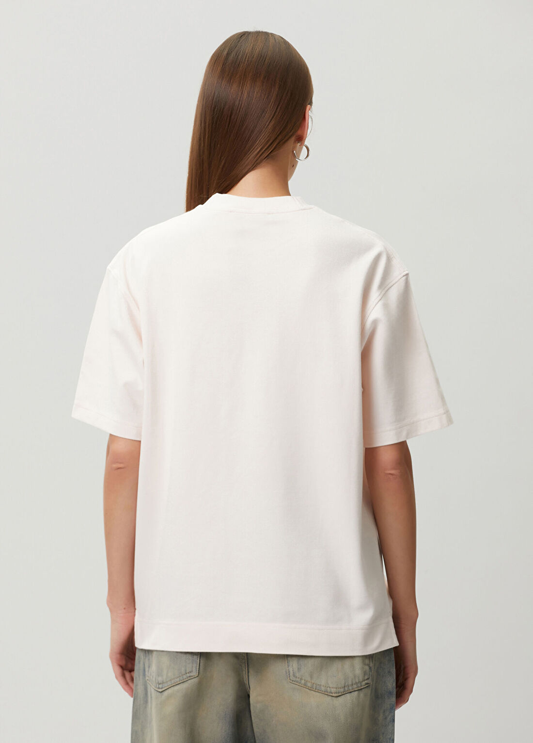 Acne Studios Açık Pembe Logolu T-shirt görsel 4