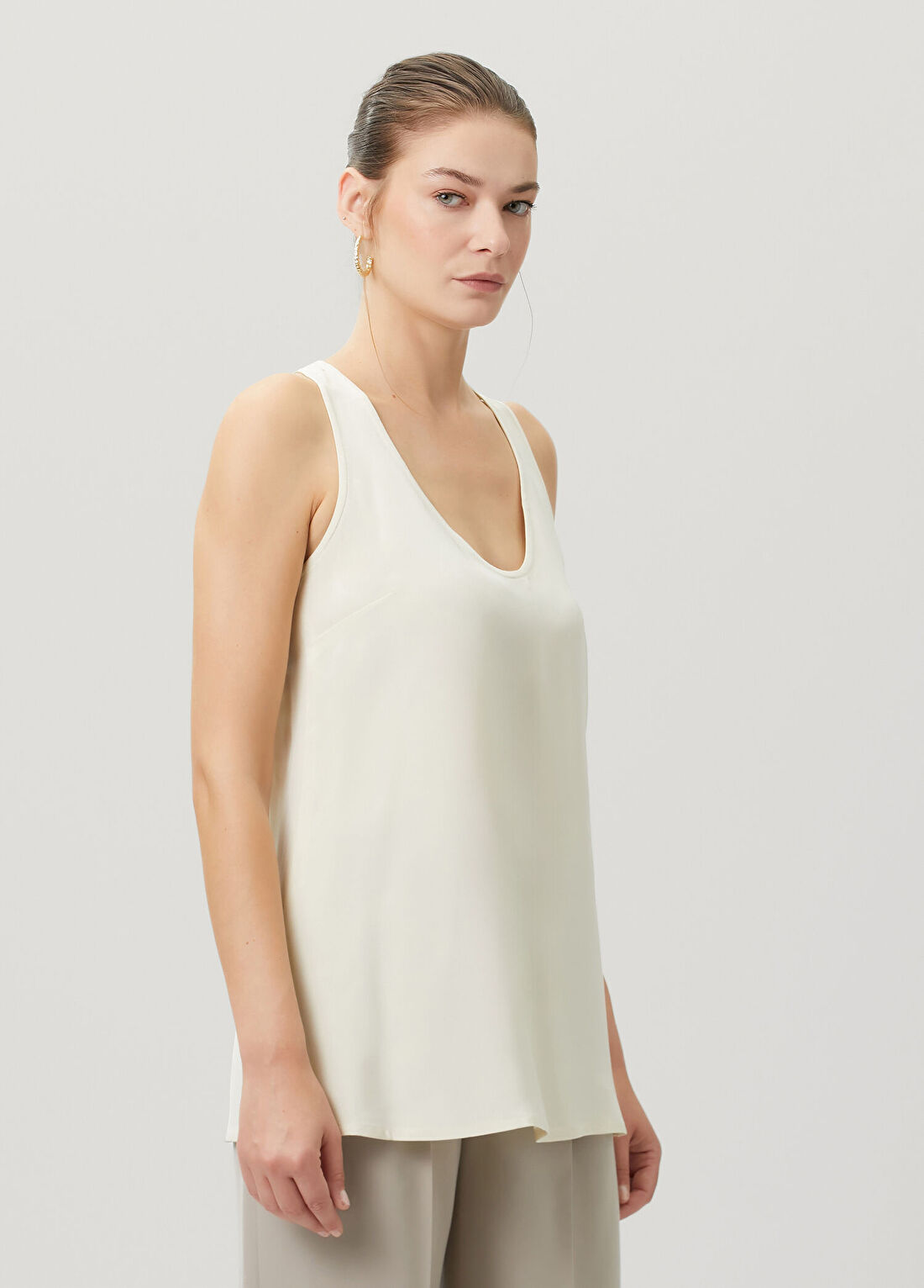 La Collection Elsie Kırık Beyaz İpek Bluz görsel 3
