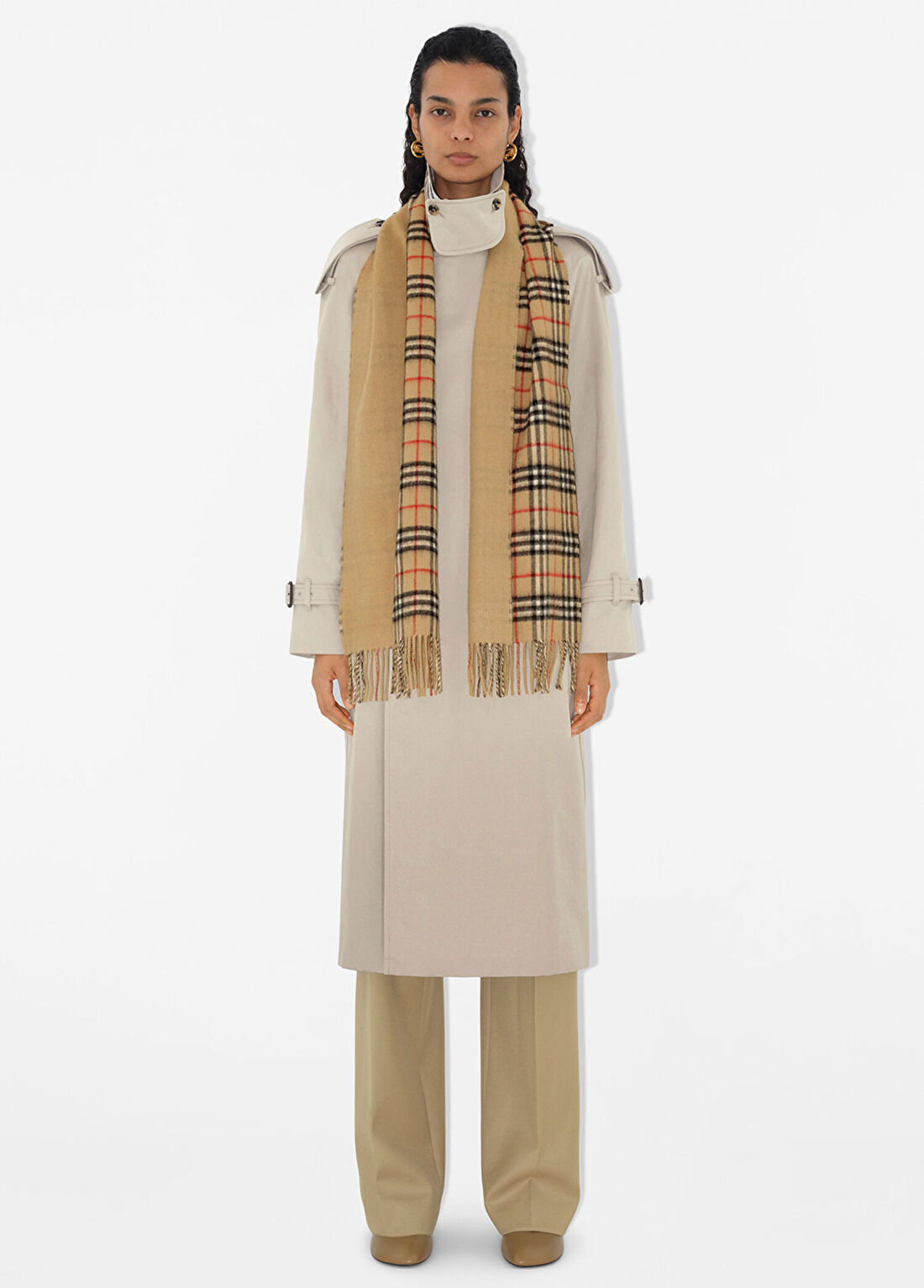 Burberry Reversible Check Bej Kaşmir Unisex Atkı görsel 4