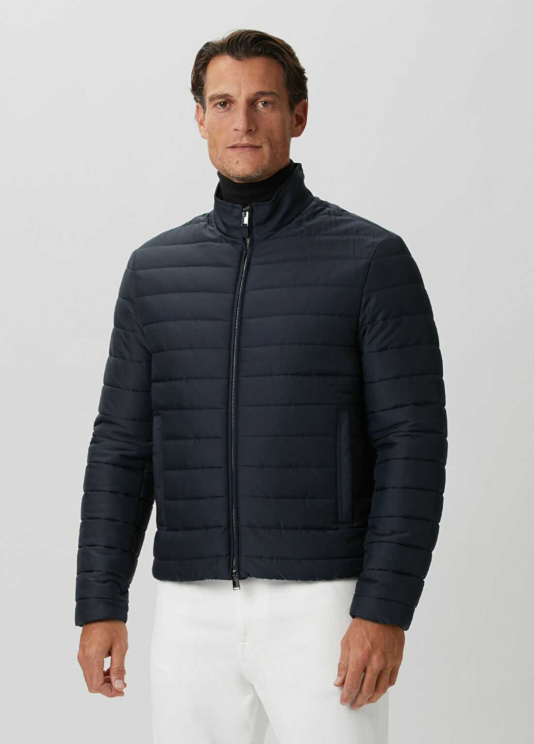 Canali Lacivert Kapitoneli Mont görsel 3