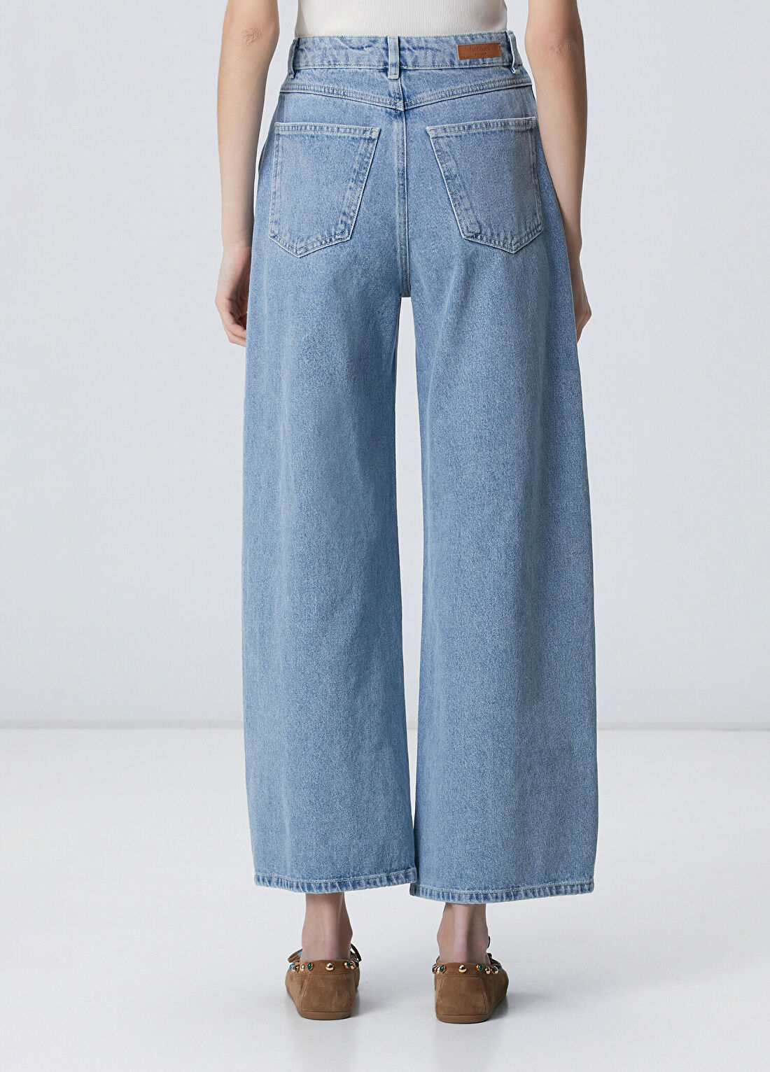 Network Açık Indigo Mavi Extra Wide Leg Denim Pantolon görsel 4