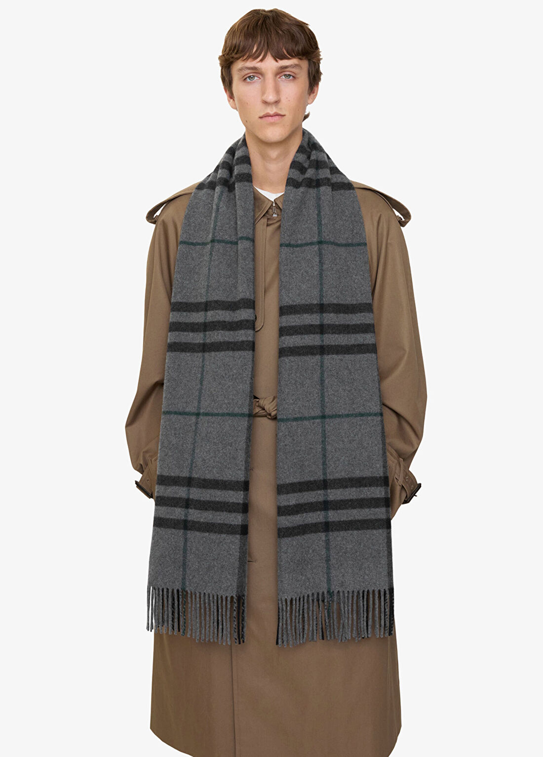 Burberry Washed Giant Gri Kaşmir Kadın Atkı görsel 3