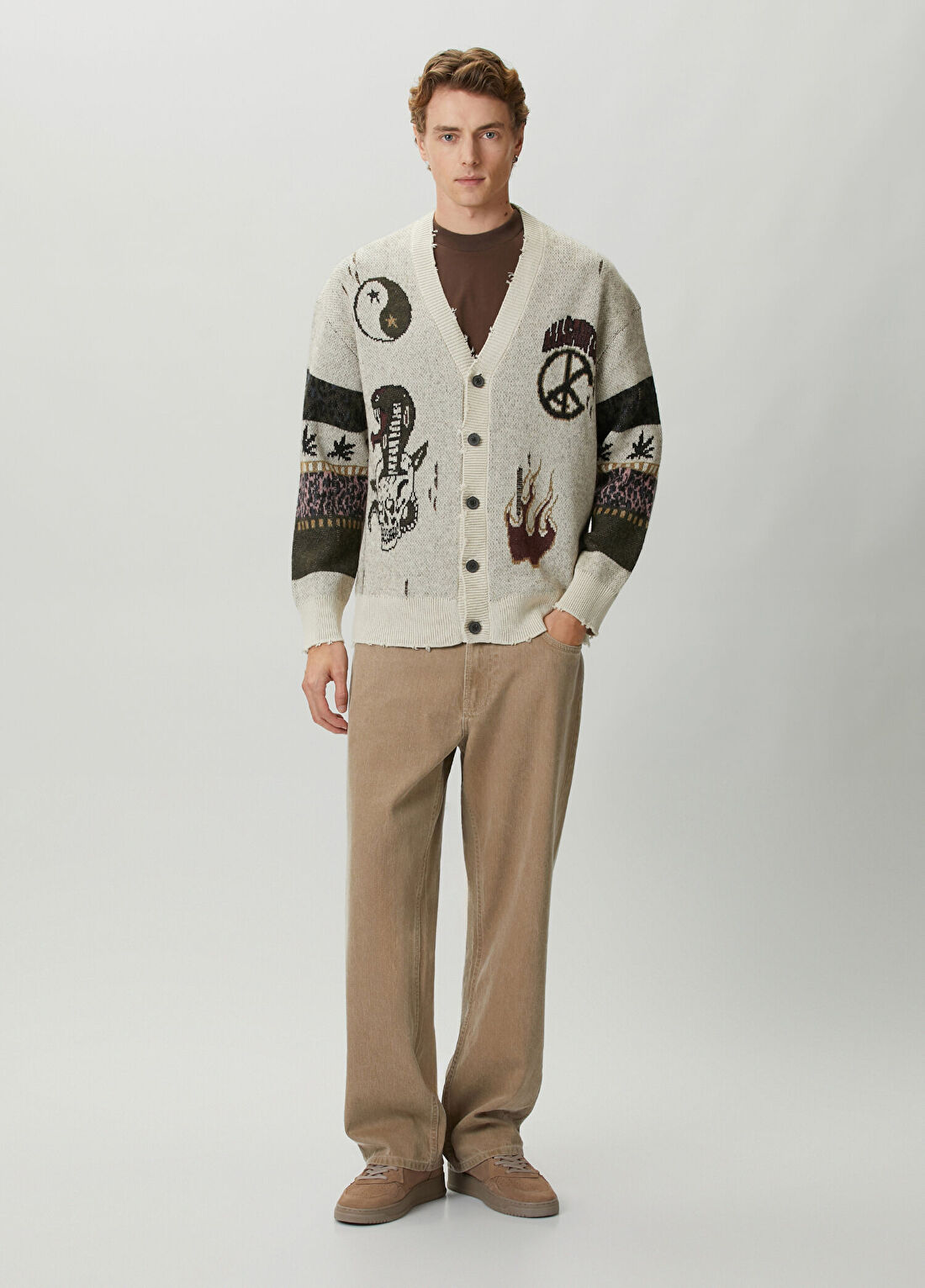 AllSaints Bram Ekru Triko Hırka