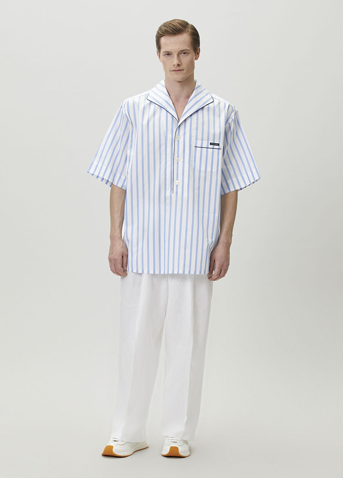 Dolce&Gabbana Beyaz Pileli Keten Pantolon