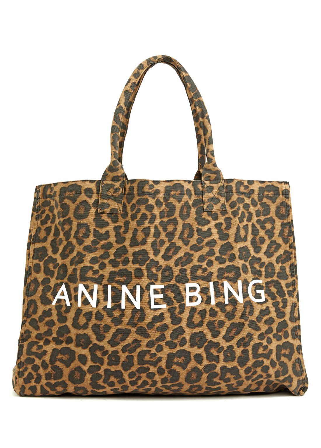 Anine Bing Leo Tote Leopar Kadın Kanvas Alışveriş Çantası