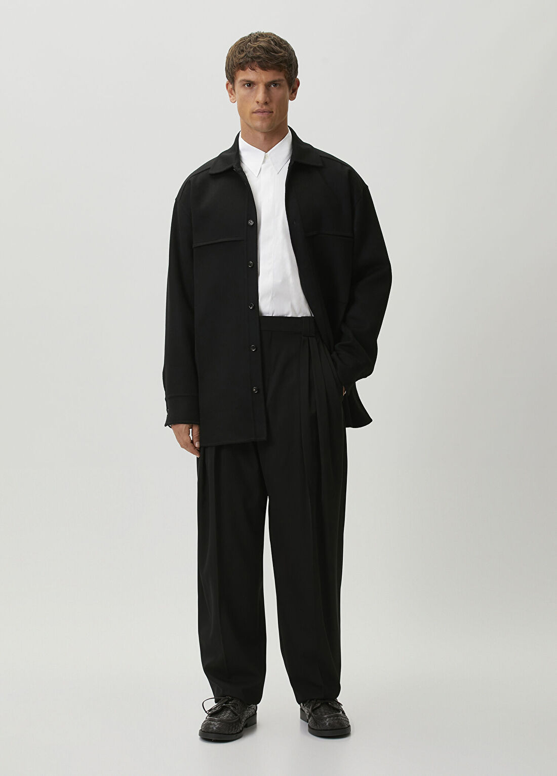 Bottega Veneta Siyah Pileli Yün Pantolon