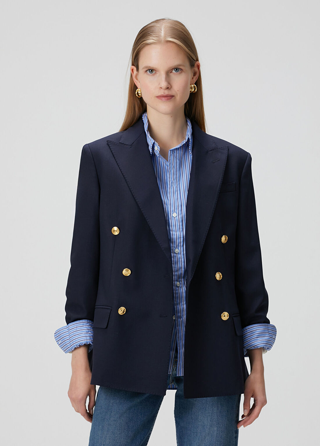 Polo Ralph Lauren Lacivert Kruvaze Yün Blazer