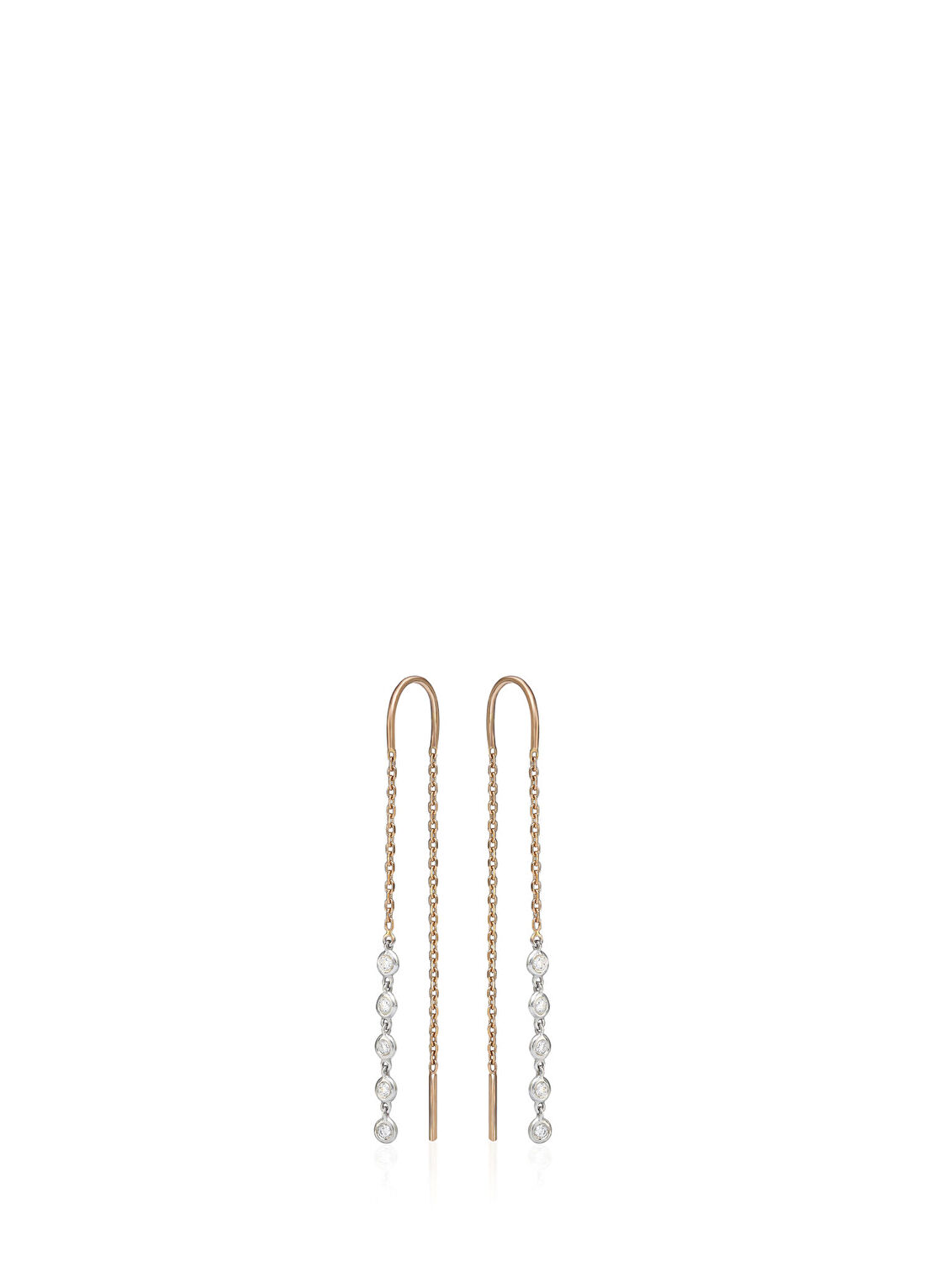 Markiz Jewelery Chain Pırlanta Taşlı 14 Ayar Altın Kadın Küpe
