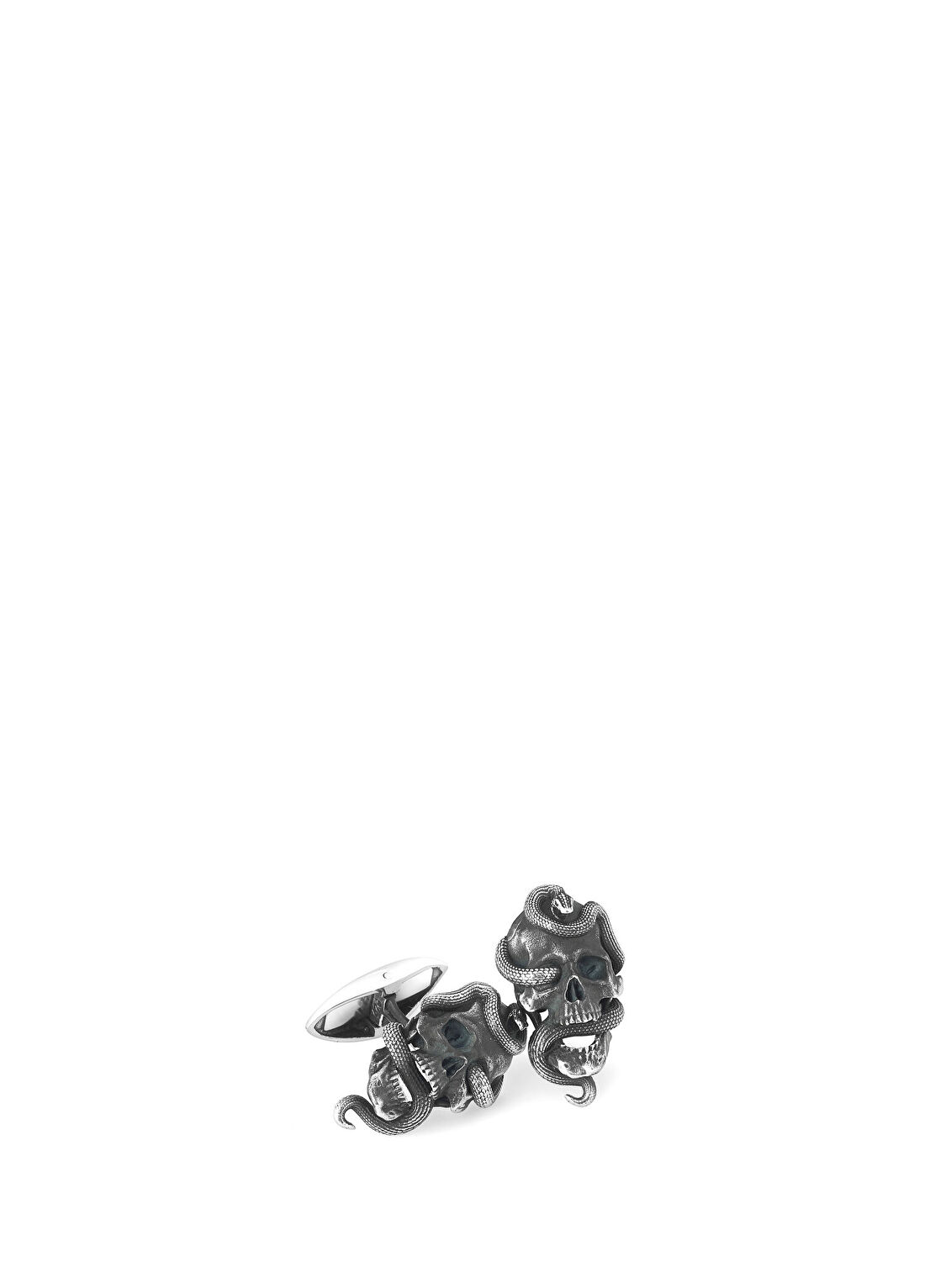 Boga Skull Snake Gümüş Kol Düğmesi görsel 2