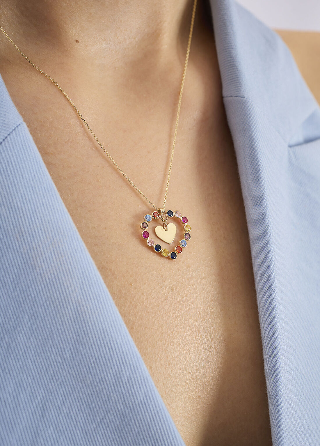 Orena Jewelry Bouquet Heart 14 Ayar Altın Kadın Kolye görsel 4