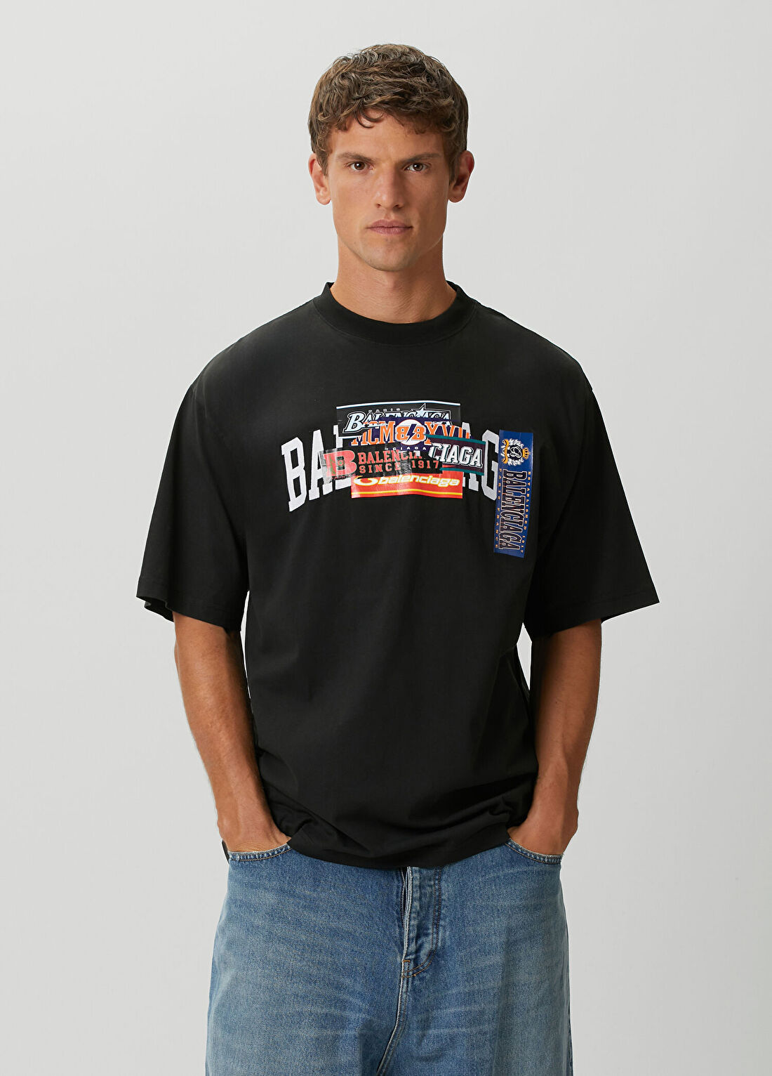 Balenciaga Siyah Logo Baskılı T-shirt