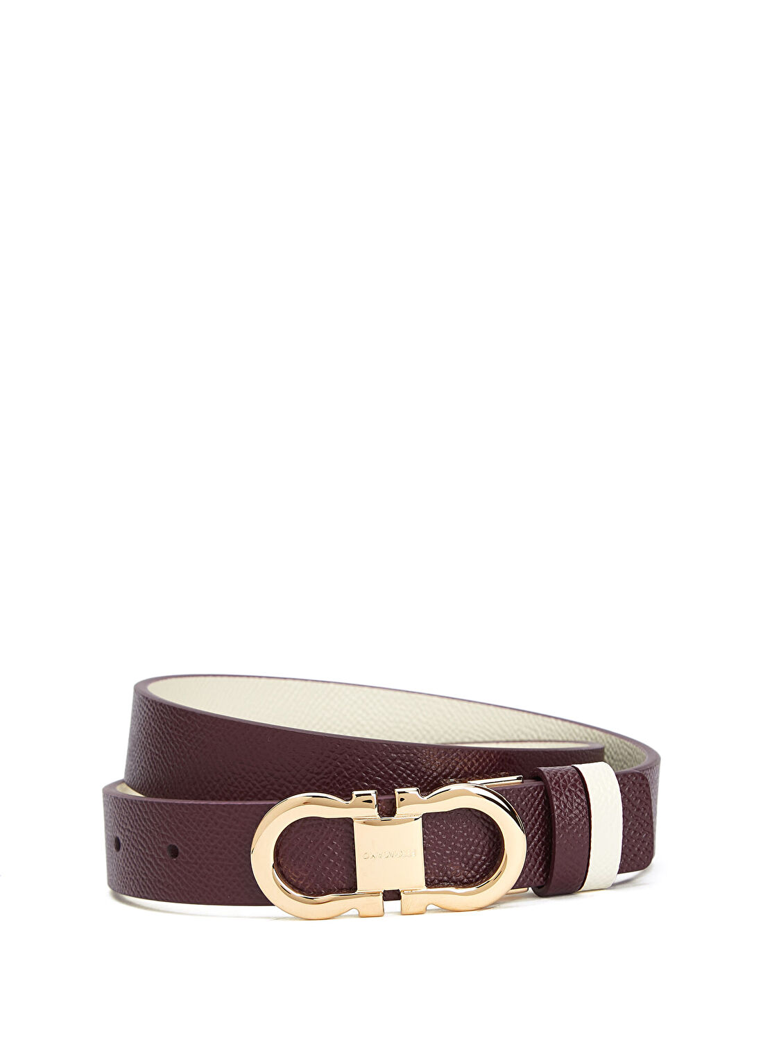 Ferragamo Bordo Çift Taraflı Kadın Deri Kemer