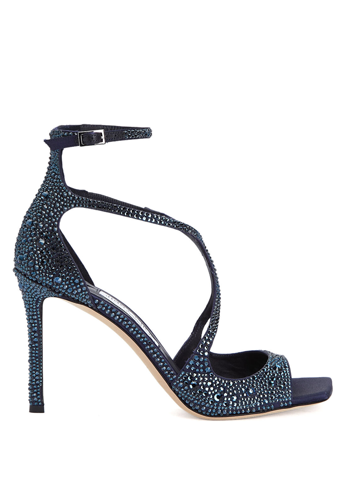 Jimmy Choo Azia Lacivert Taşlı Kadın Saten Sandalet