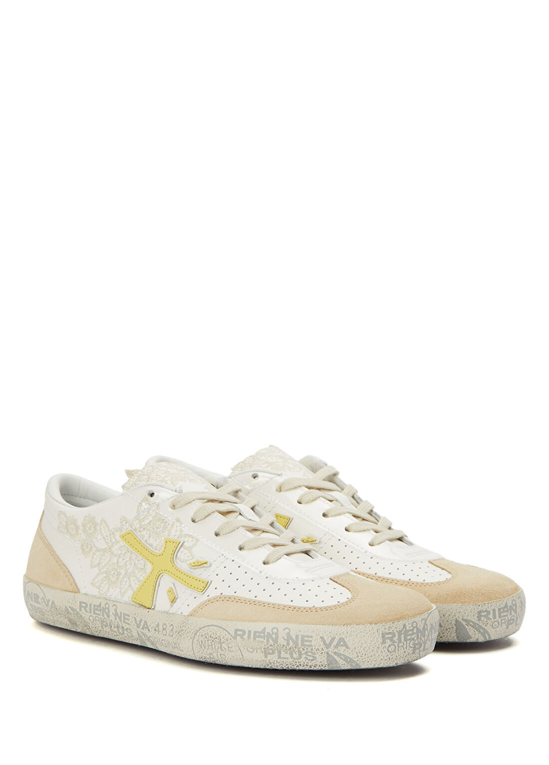 Premiata Davidd Beyaz Sarı Kadın Deri Sneaker görsel 2