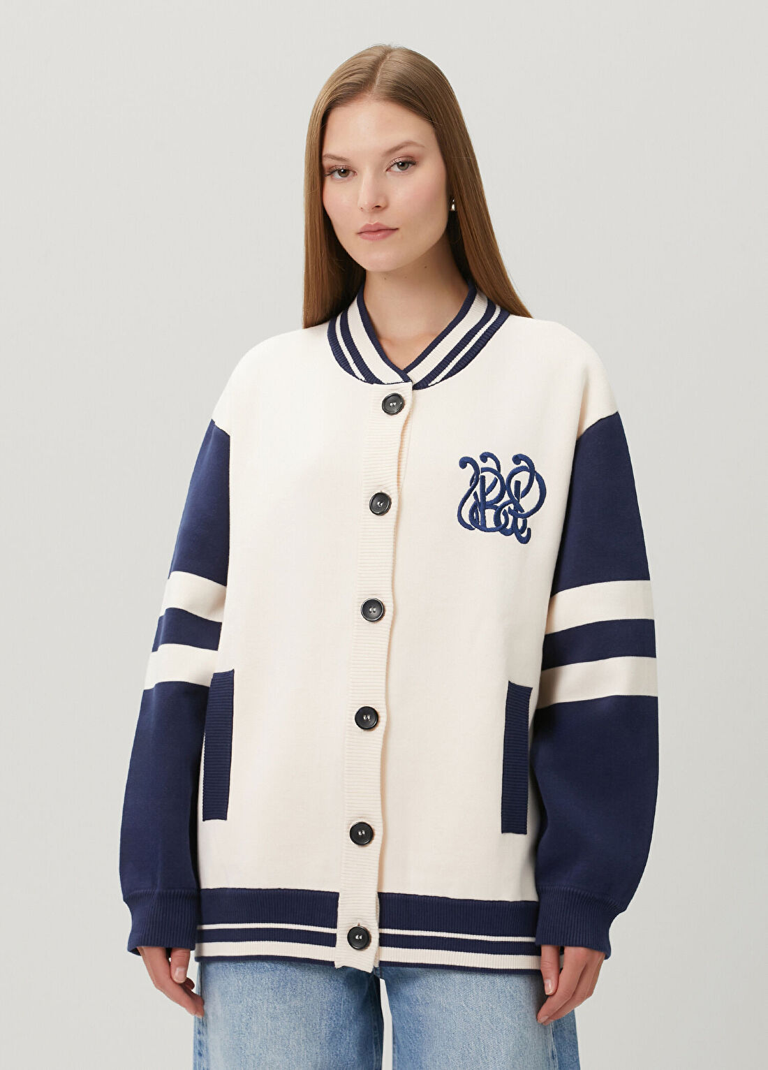 Baum Und Pferdgarten Chrissie Oversized Lacivert Krem Bomber Ceket
