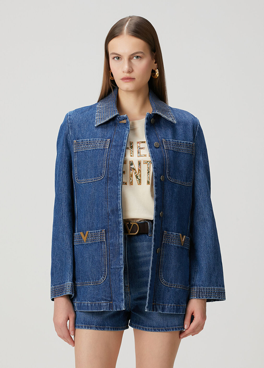 Valentino Mavi Denim Ceket