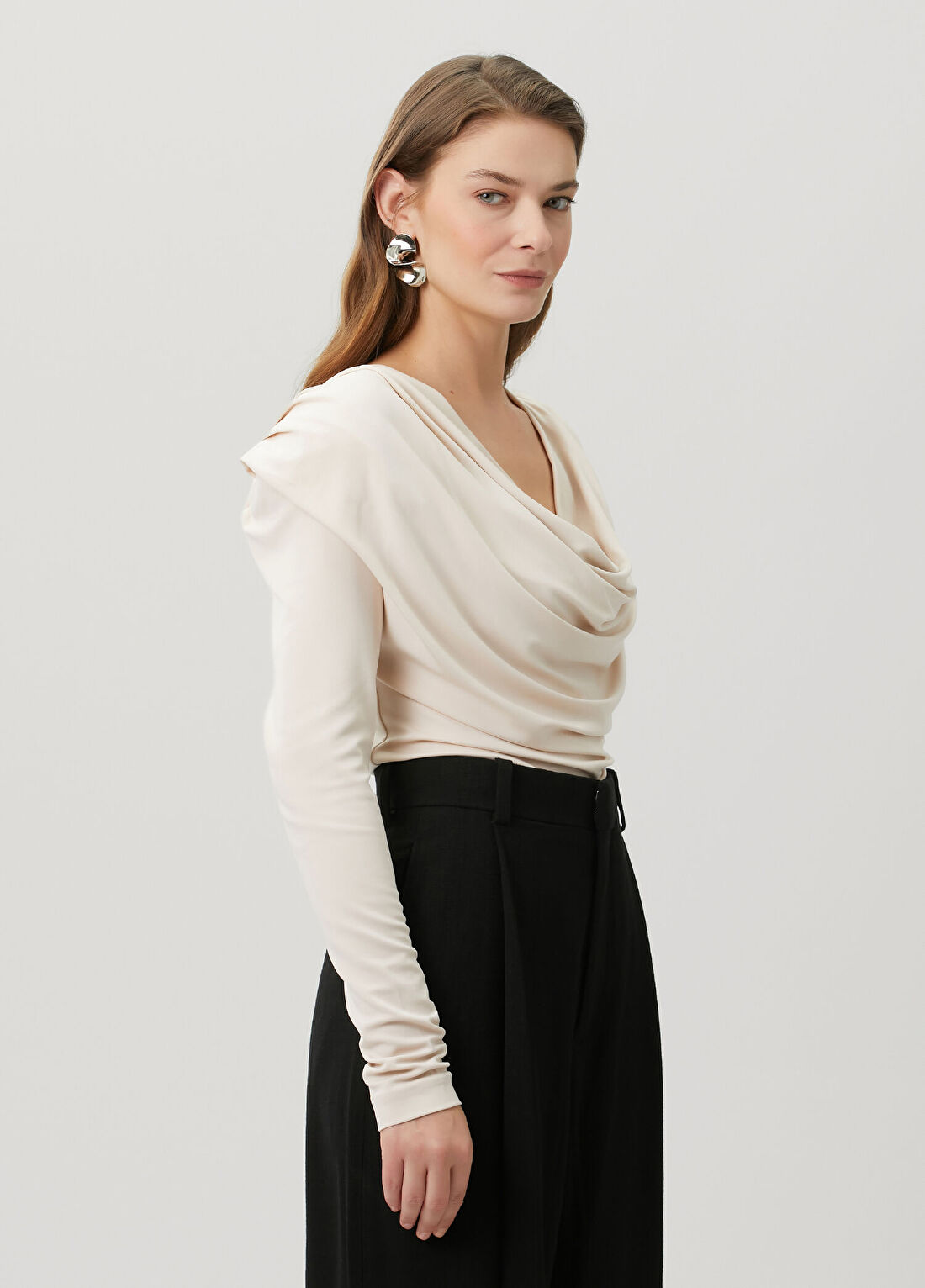 Wardrobe Nyc Bej Drapeli Bluz görsel 3