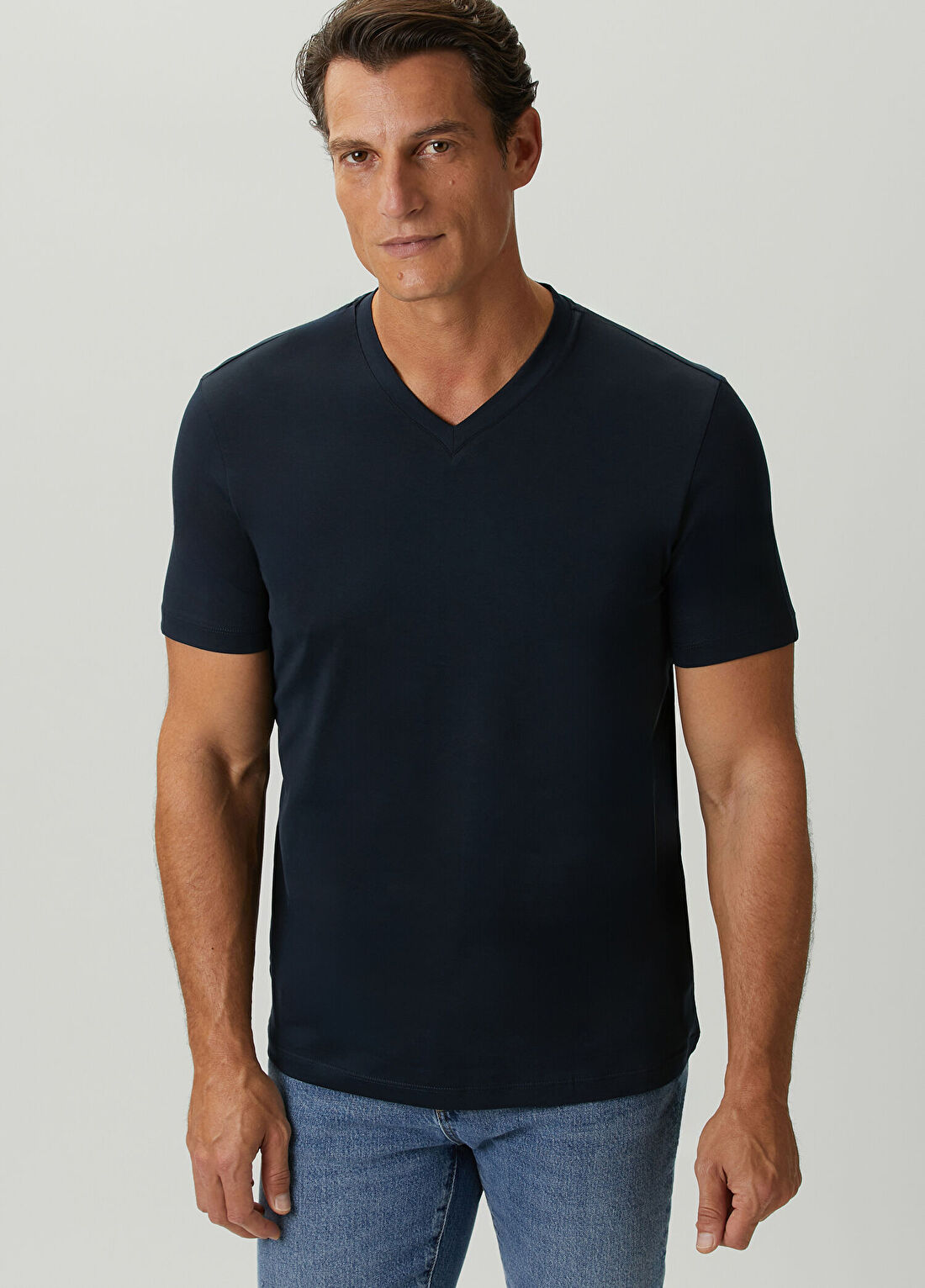 Beymen Collection Lacivert V Yaka Basic T-shirt