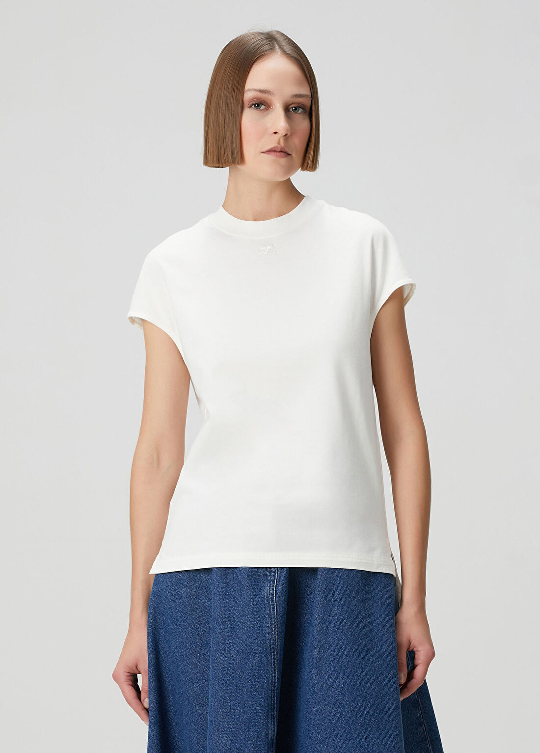 Courreges Oversized Beyaz T-shirt görsel 3