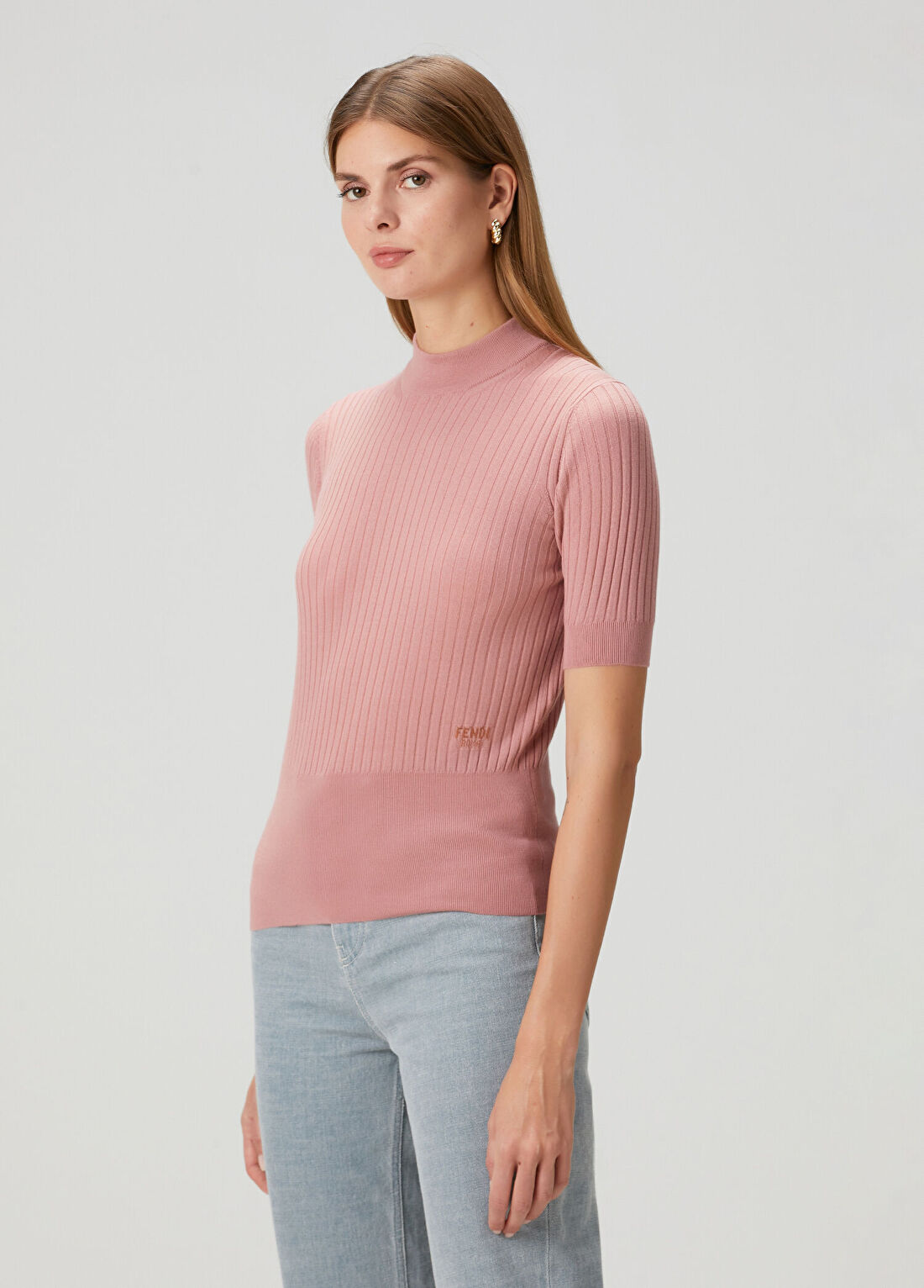 Fendi Pembe Ribli Yün Triko