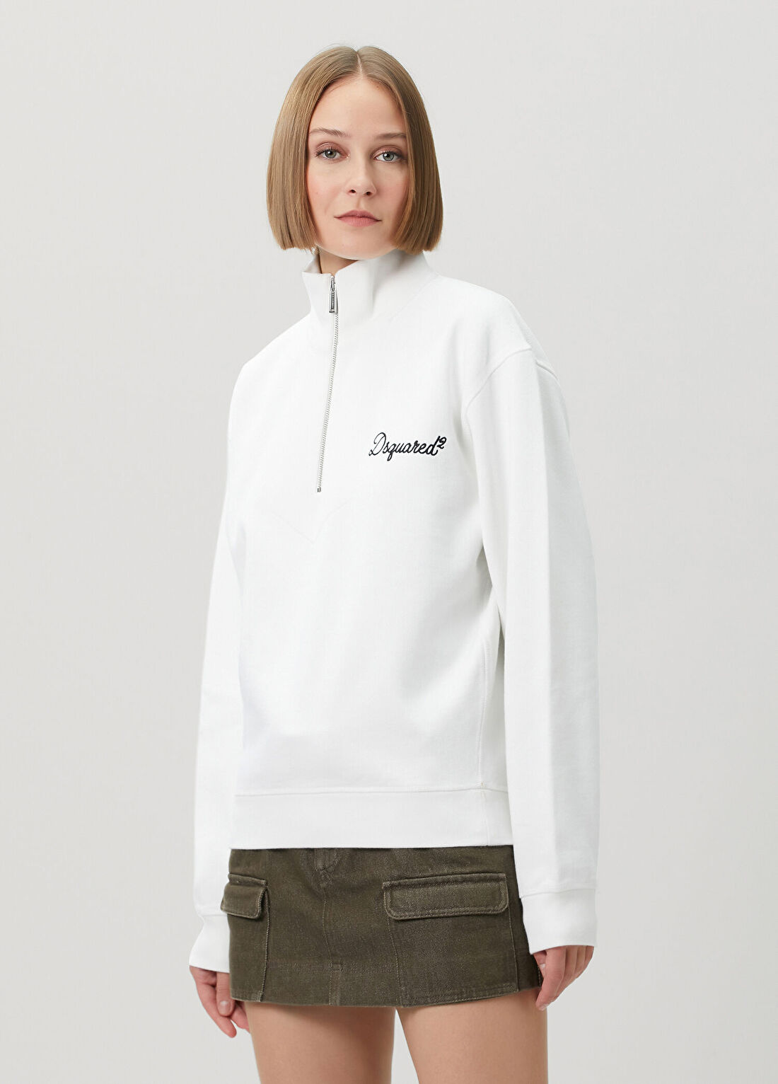 Dsquared2 Beyaz Fermuarlı Sweatshirt görsel 3