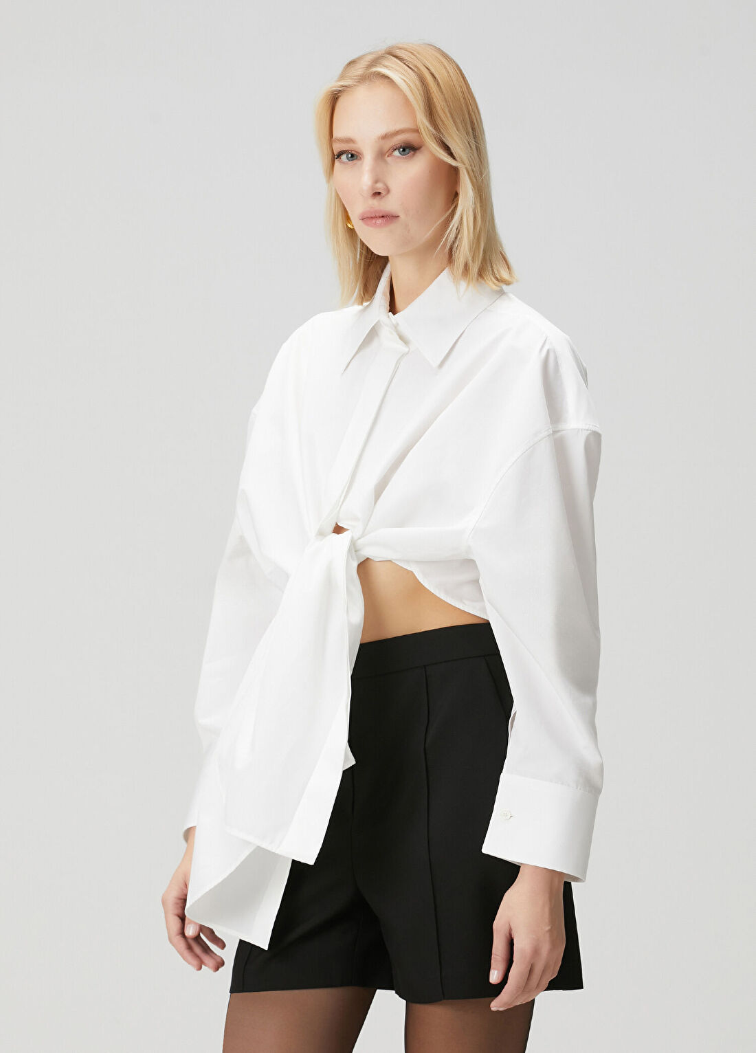 Givenchy Beyaz Asimetrik Poplin Gömlek görsel 3
