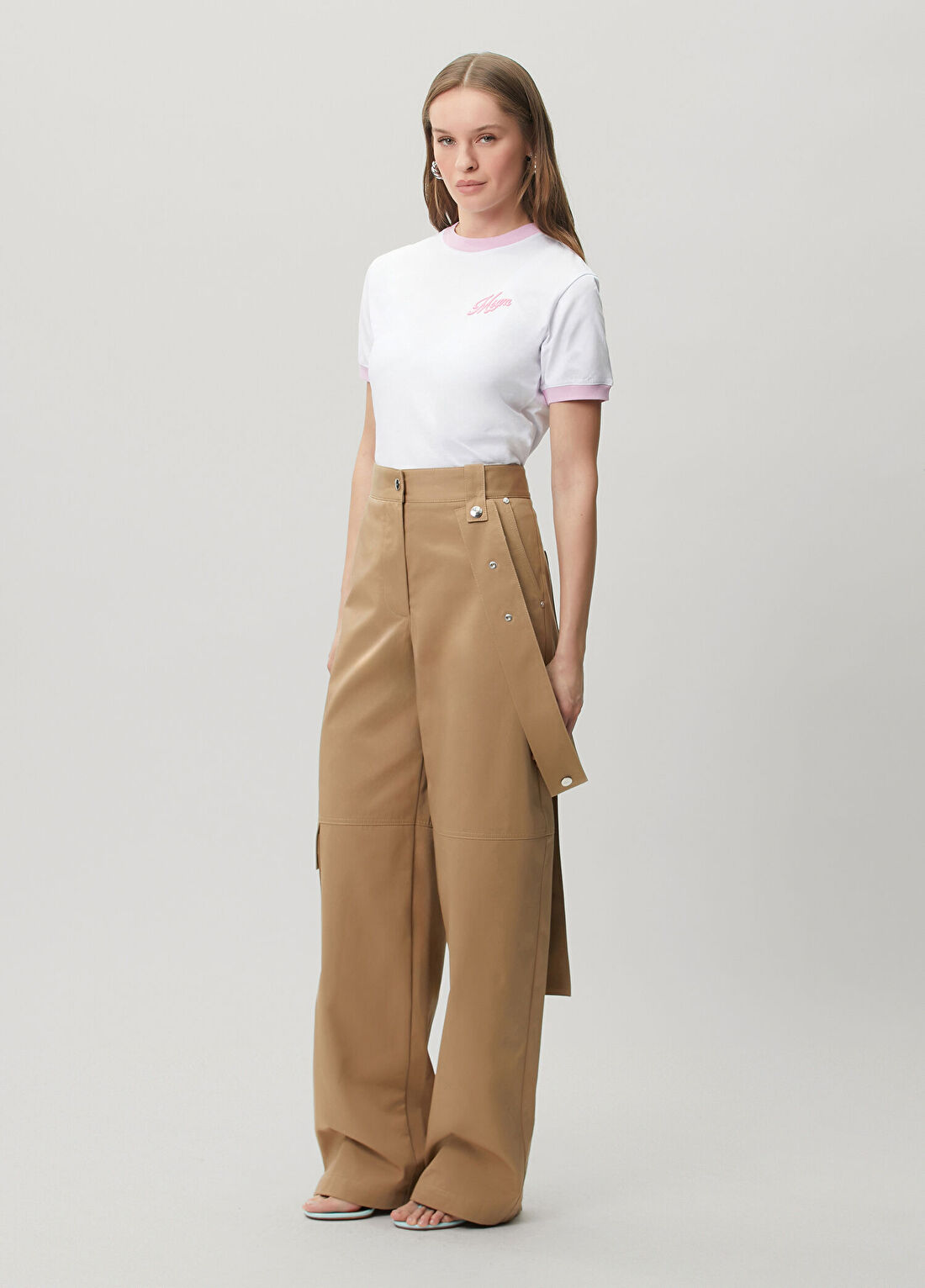 Msgm Pembe Beyaz Logolu T-shirt görsel 2
