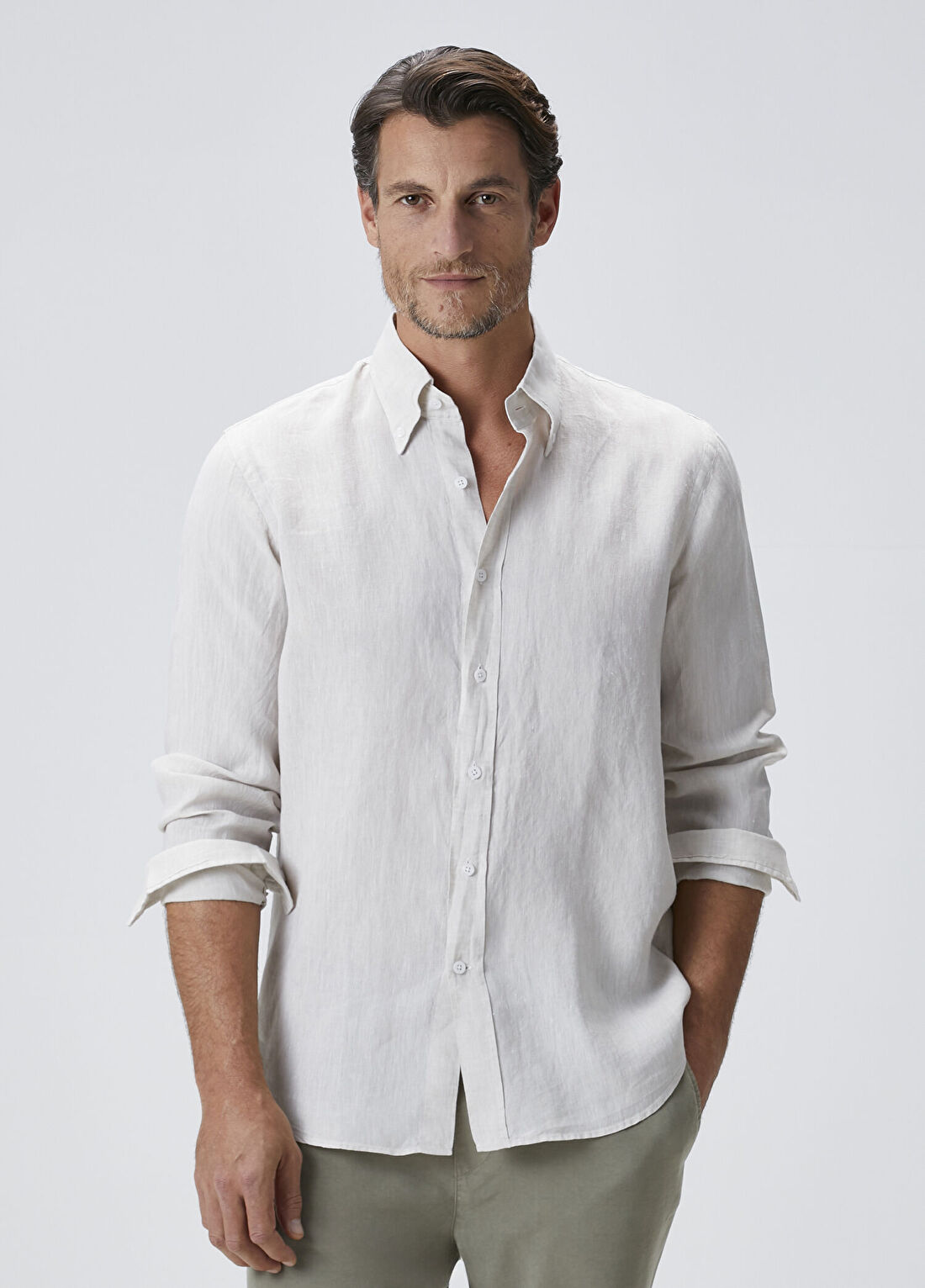 Beymen Collection Comfort Fit Taş Keten Gömlek
