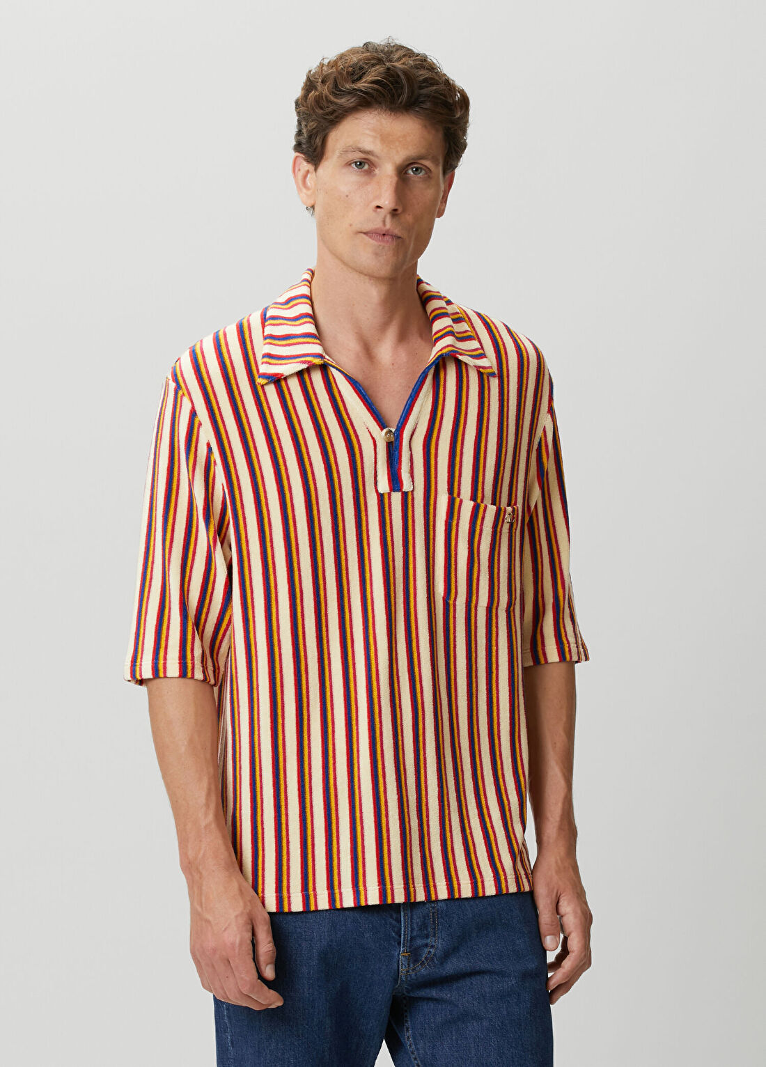 Valentino Çok Renkli Polo Yaka Çizgili T-shirt
