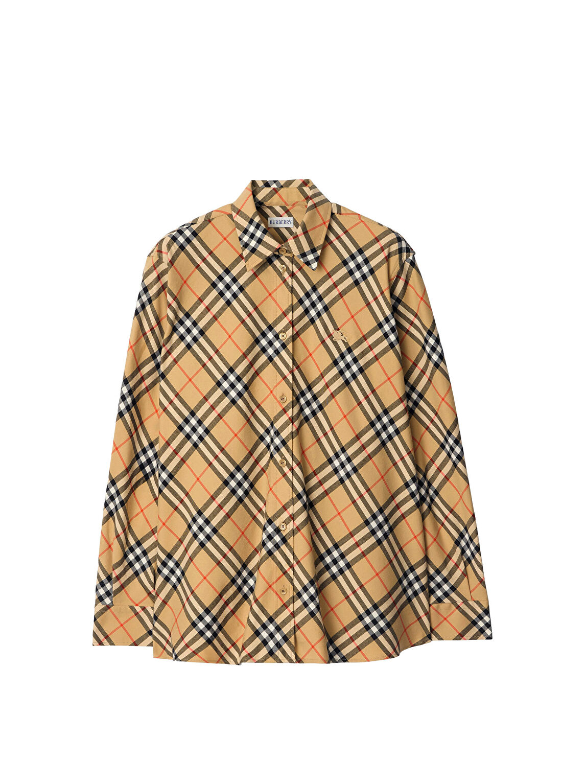 Burberry Heidi Bej Ekose Desenli Uzun Kollu Kadın Gömlek