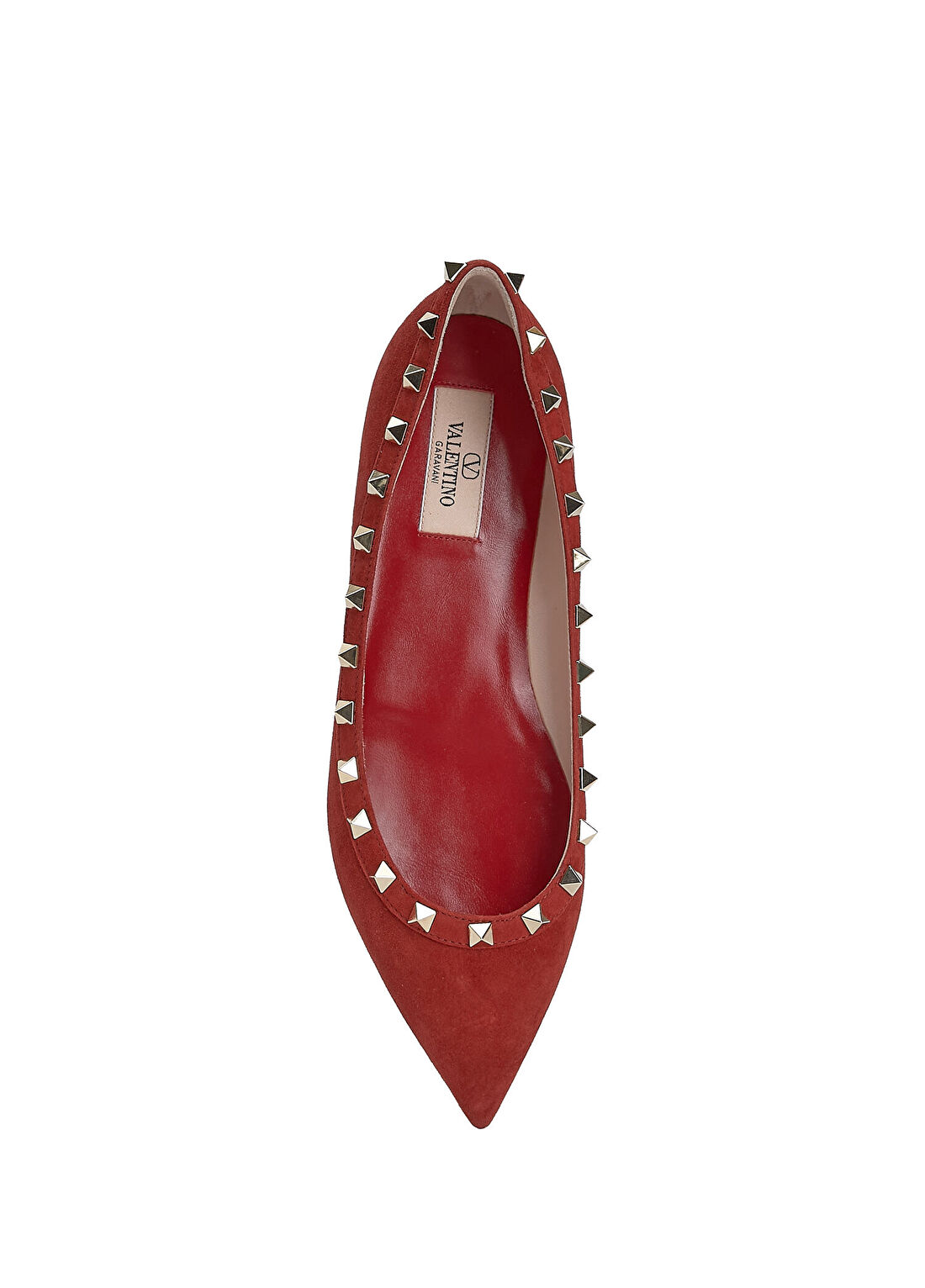 Valentino Garavani Rockstud Kırmızı Süet Babet görsel 4