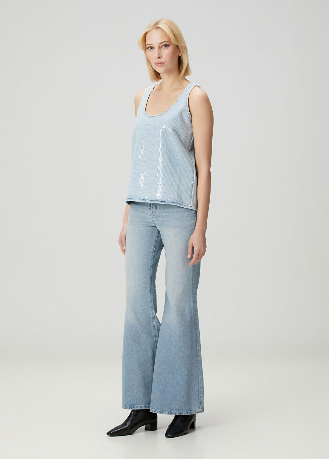 7 For All Mankind Açık Mavi Payetli Bluz görsel 2