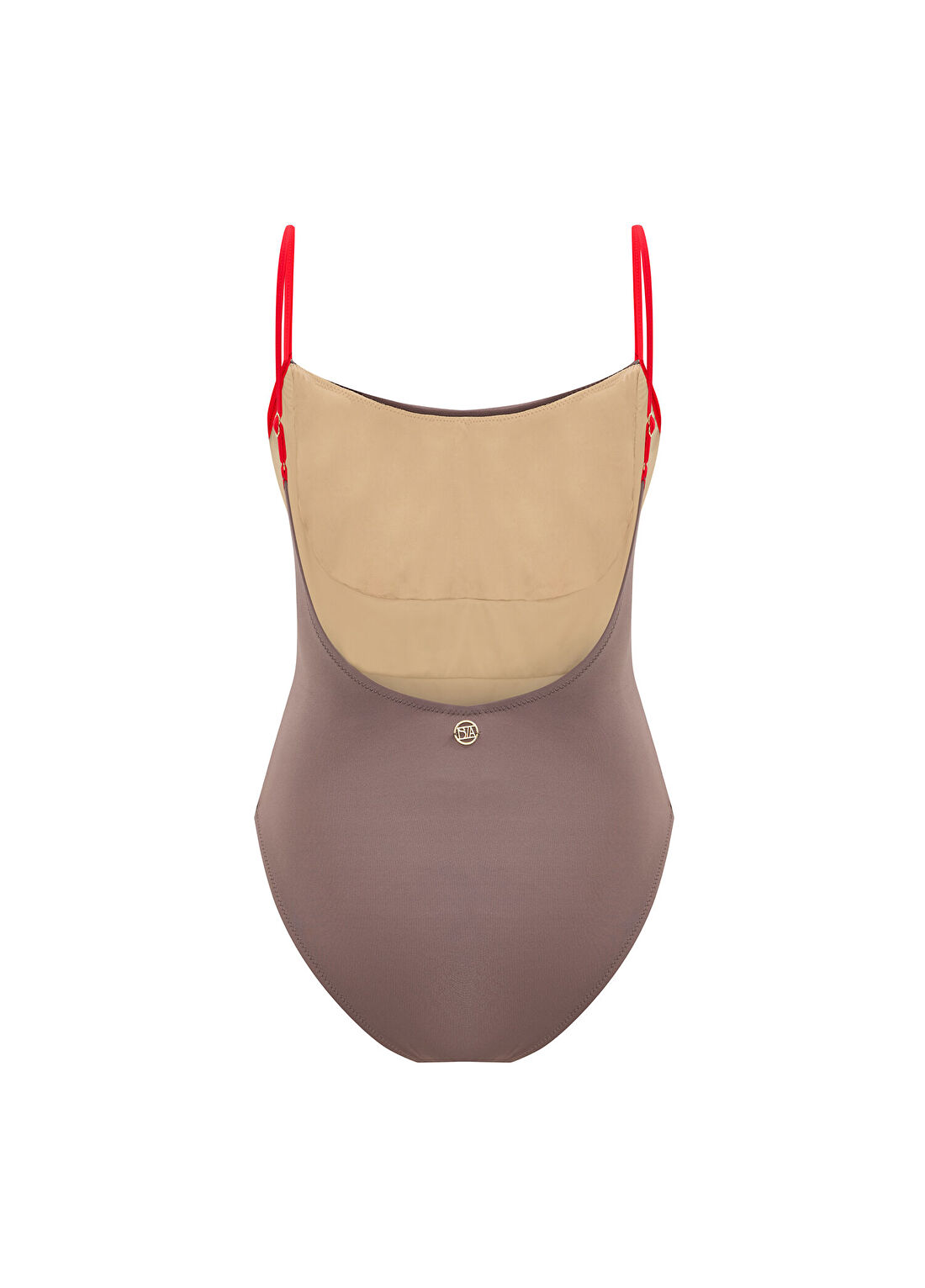 Bia Swimwear Calyma Grey Şerit Biyeli Askılı Kadın Mayo görsel 2