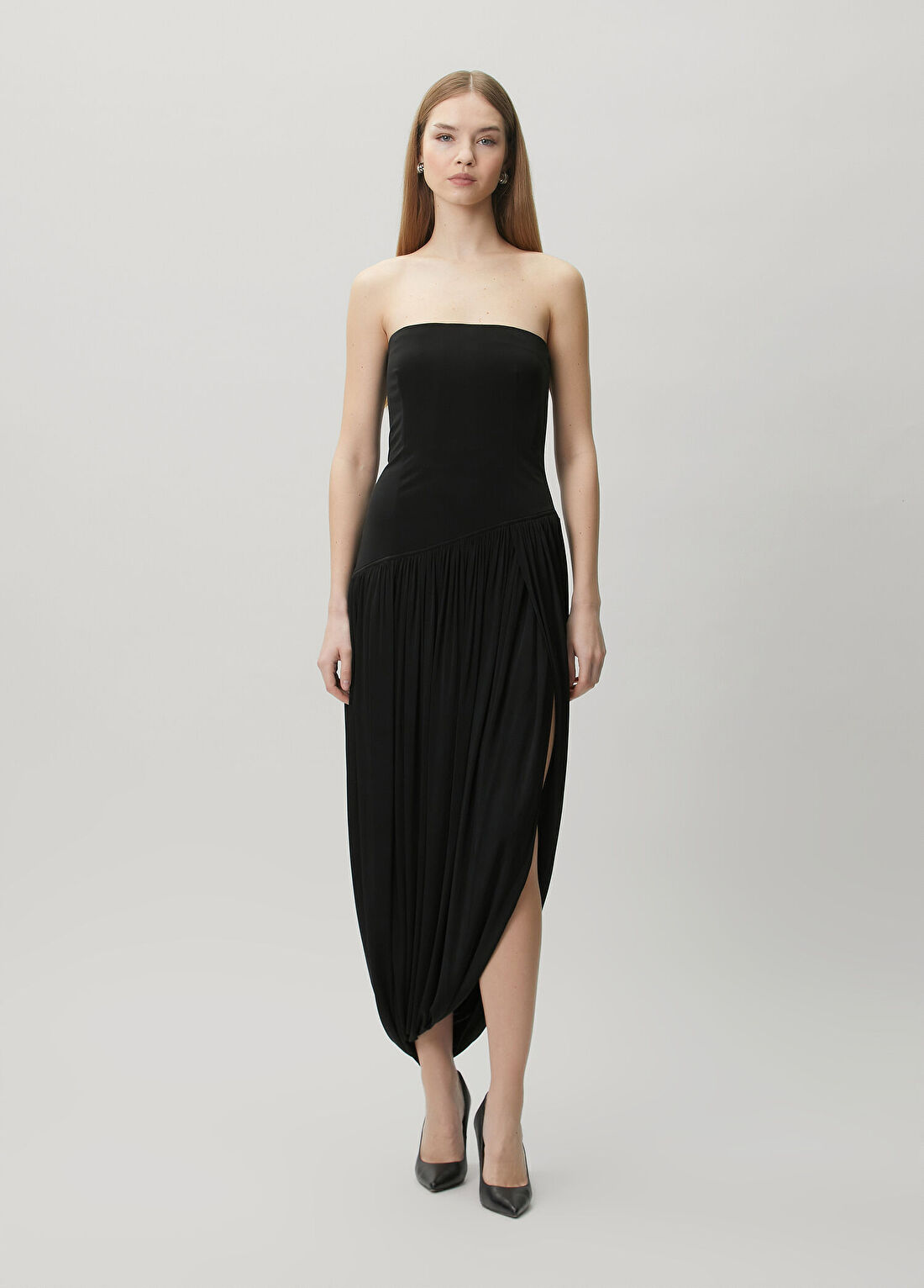 Ferragamo Siyah Midi Büstiyer Elbise görsel 2