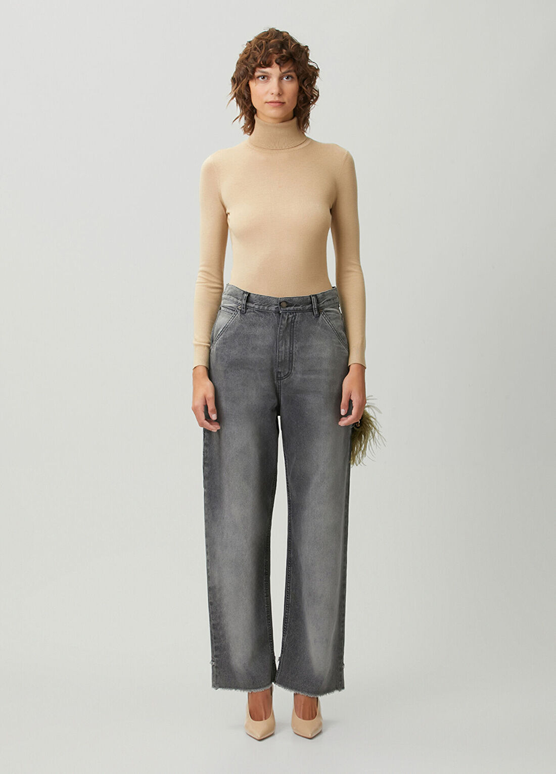 Darkpark Lisa Loose Fit Gri Jean Pantolon