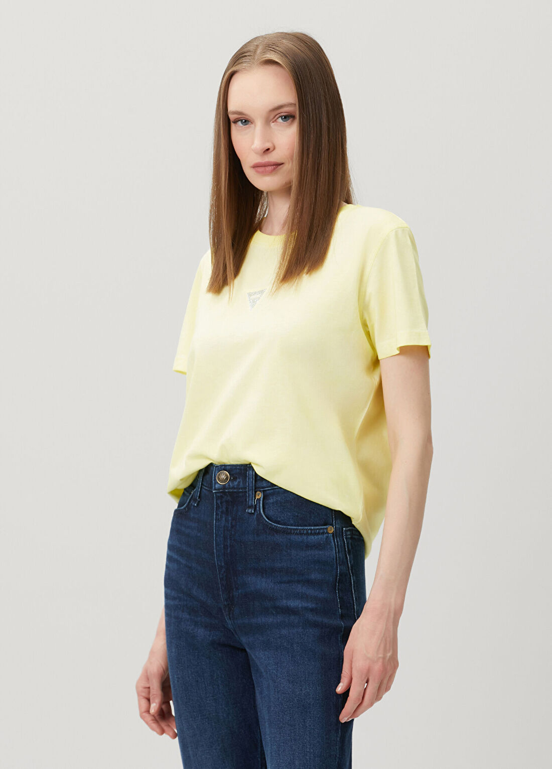Guess Jersey Oversize Fit Sarı T-shirt