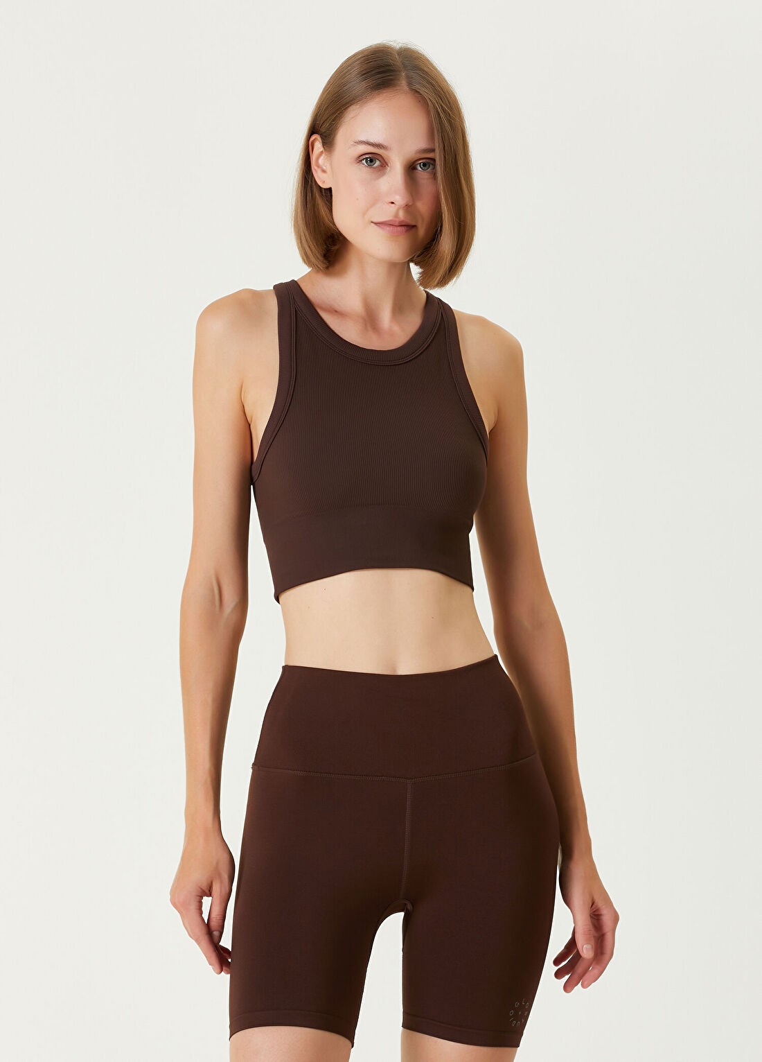 Glo Studio Zola Seamless Mocha Kadın Spor Crop Body