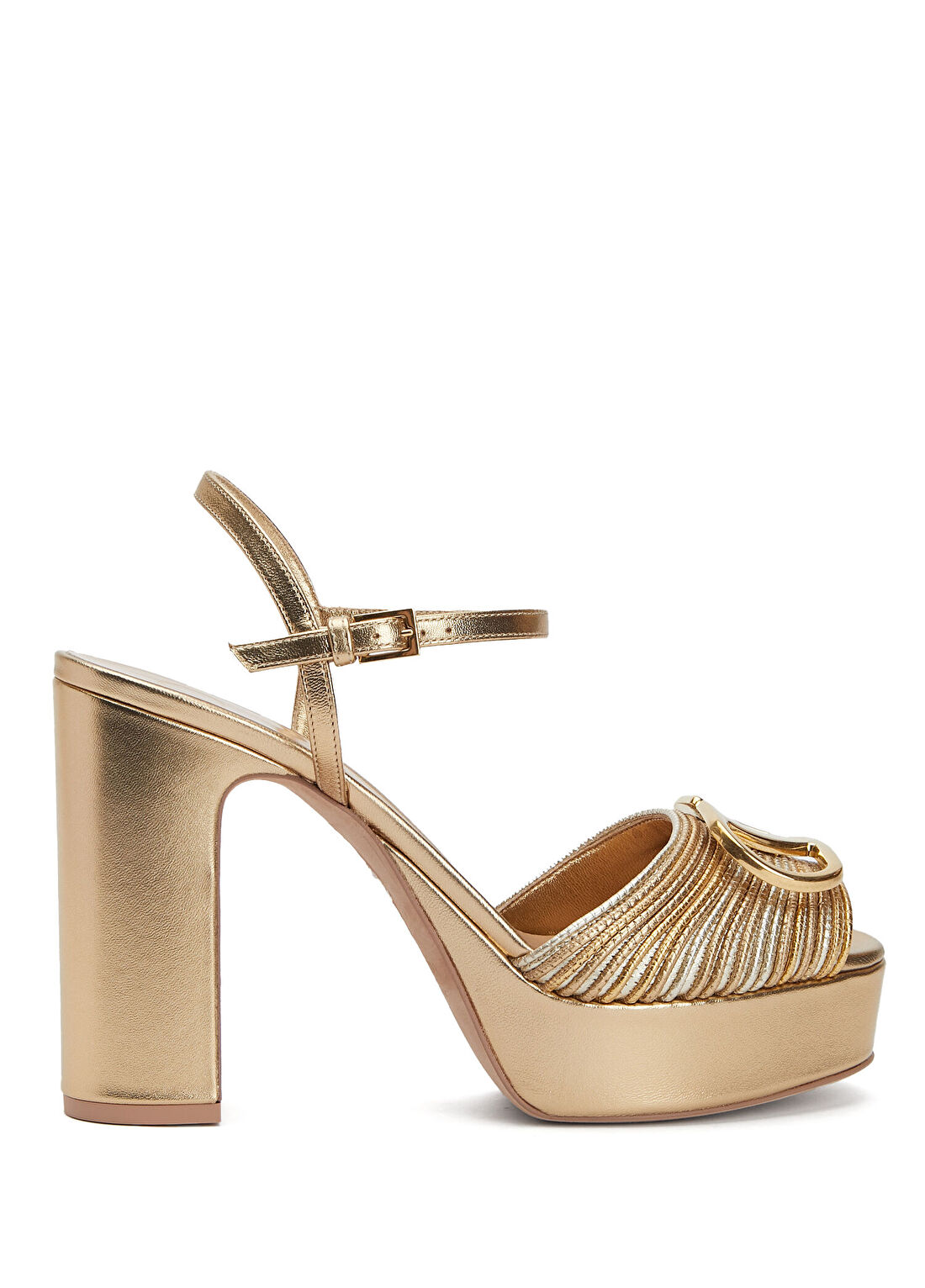 Valentino Garavani VLogo Gold Kadın Deri Sandalet