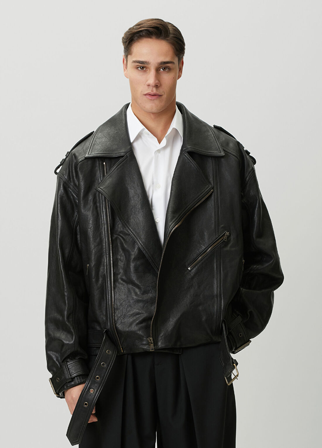 Balmain Siyah Deri Ceket