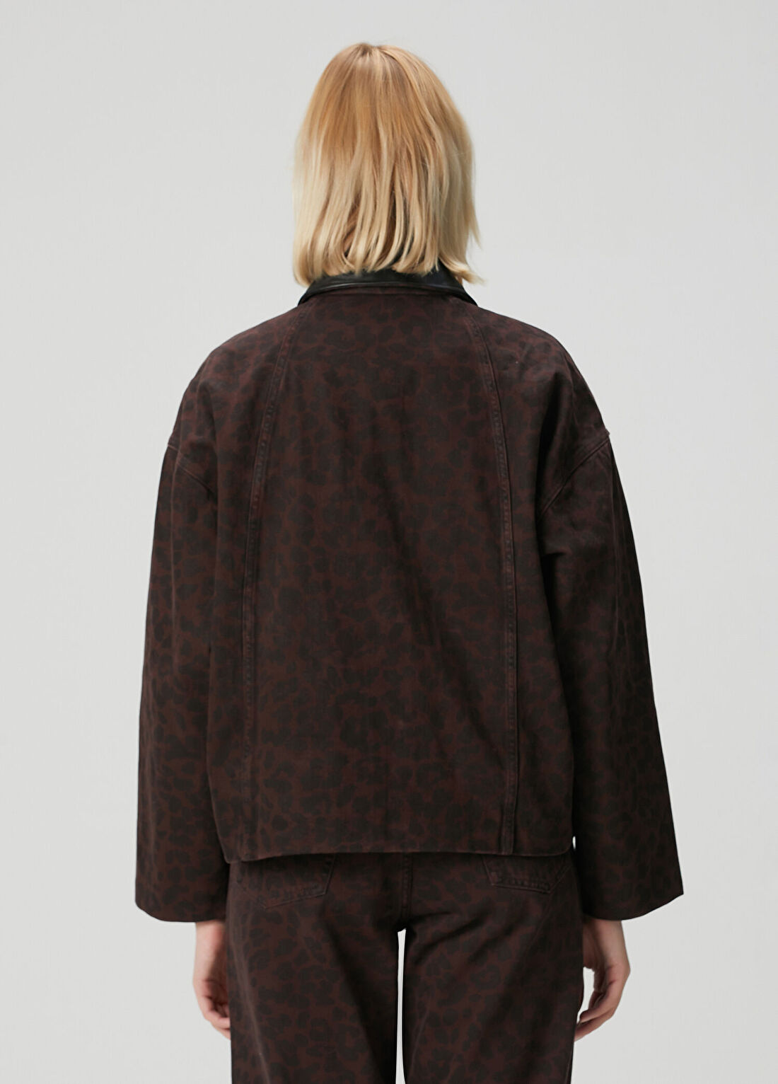 Rag&Bone Natalia Kahverengi Leopar Desenli Denim Ceket görsel 4