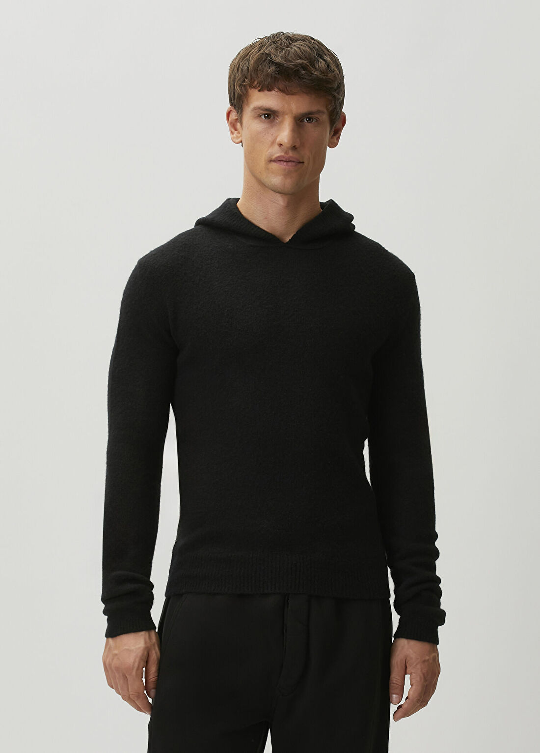 Rick Owens Siyah Kapüşonlu Kaşmir Kazak