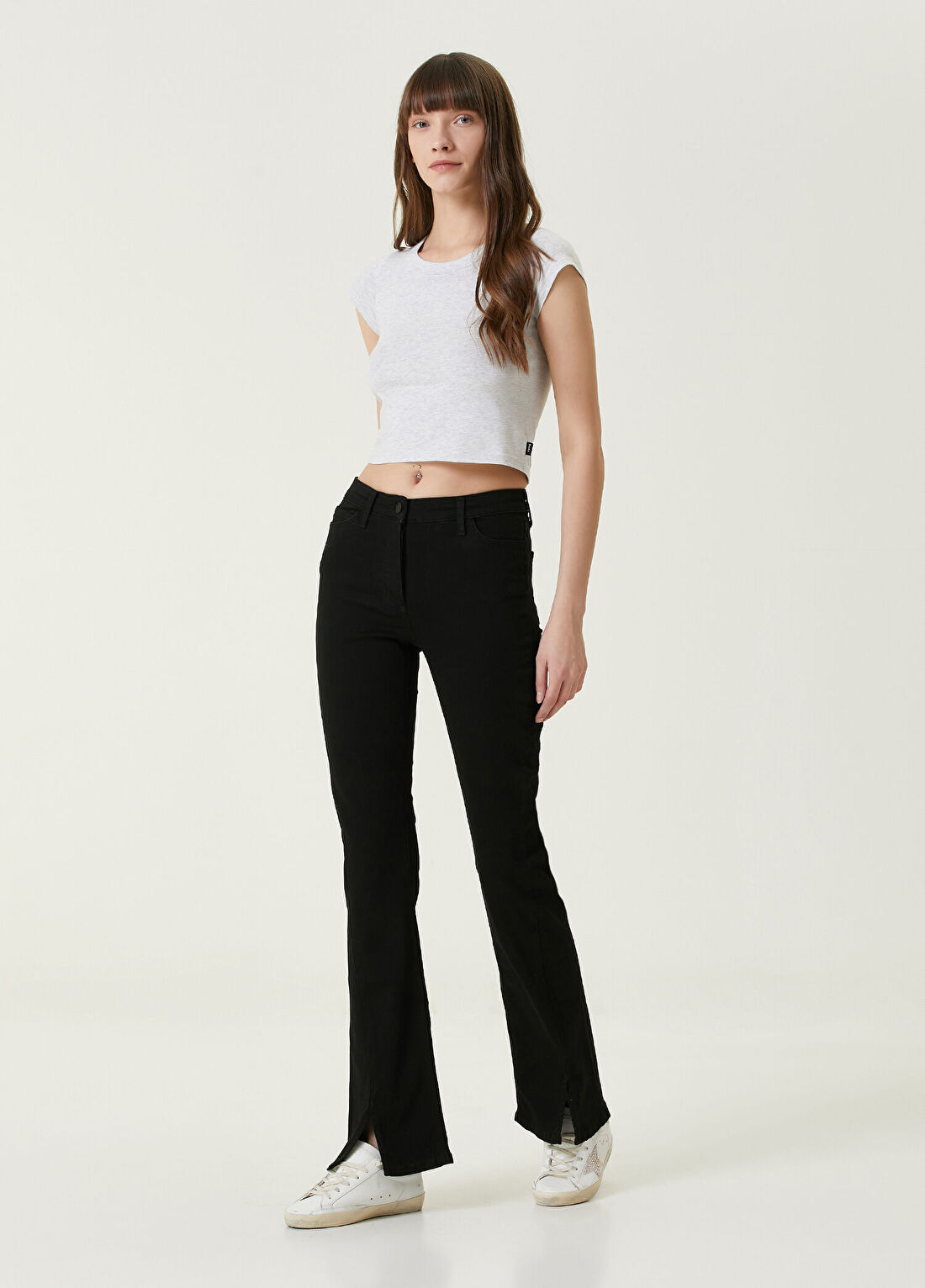 Dare London Sharp Siyah Boru Paça Kadın Jean Pantolon