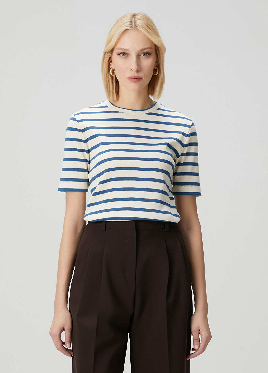 Jil Sander Mavi Beyaz Çizgili T-shirt