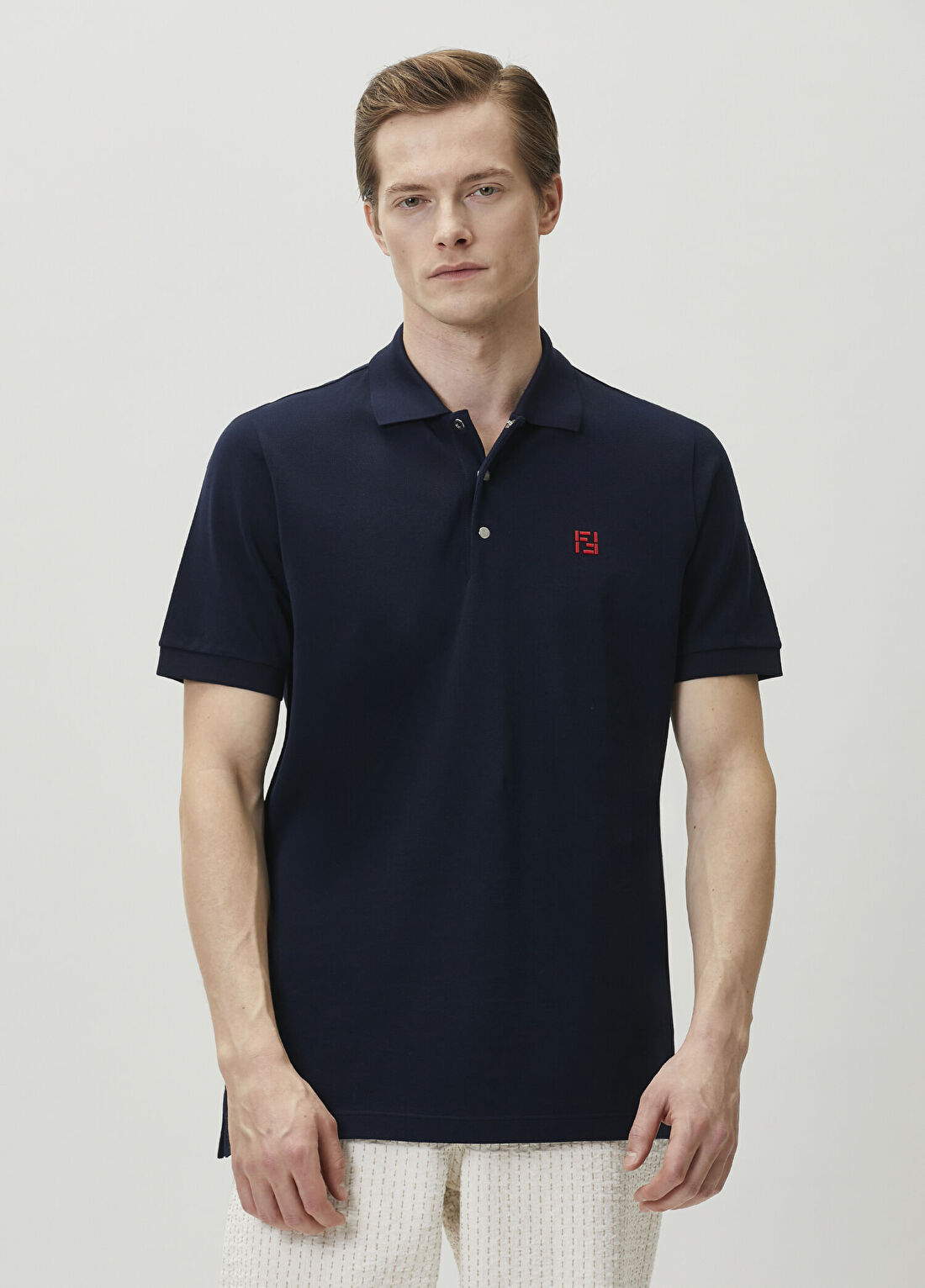 Fendi Koyu Mavi Polo Yaka T-shirt