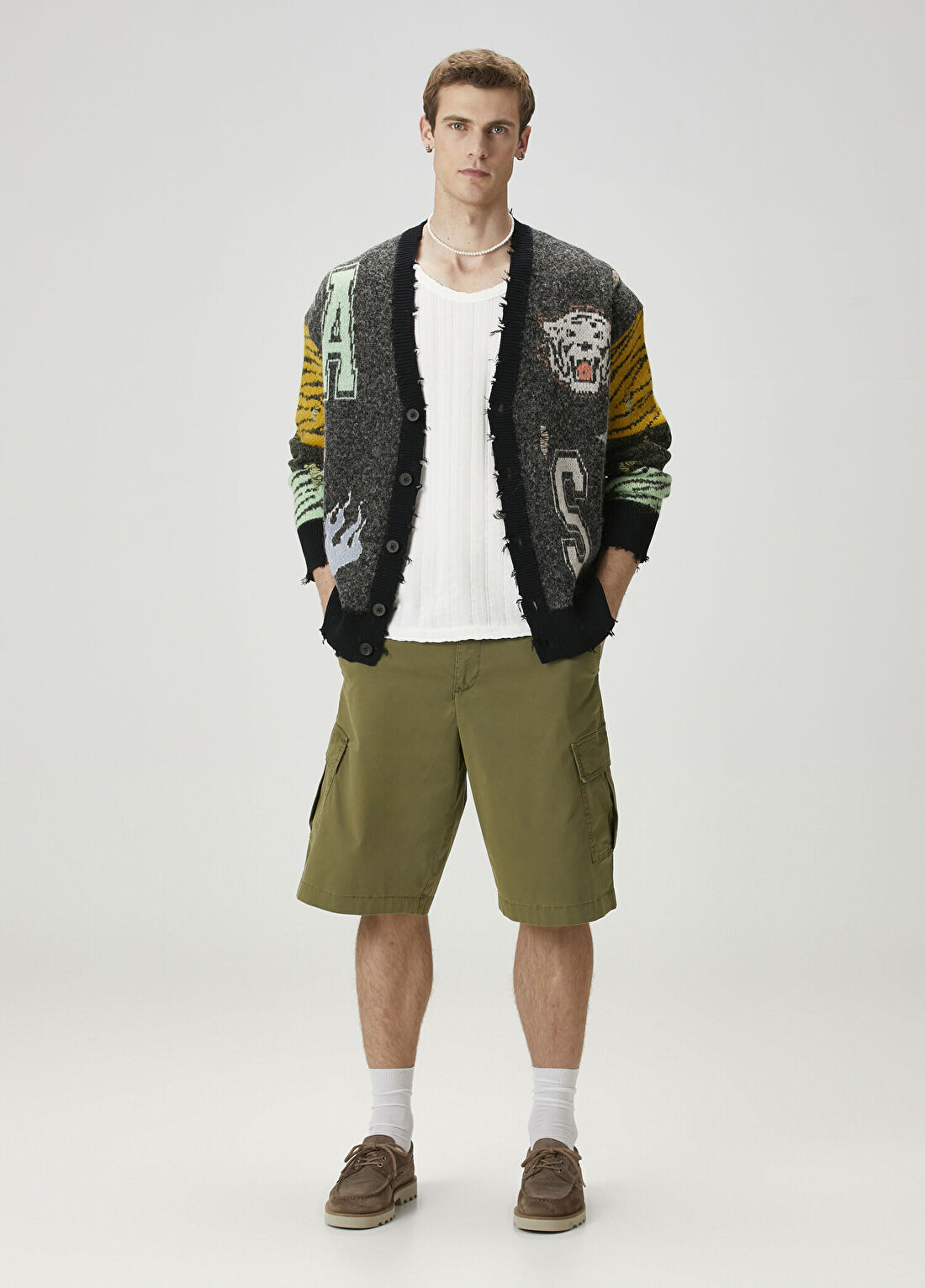AllSaints Flynn Haki Kargo Bermuda